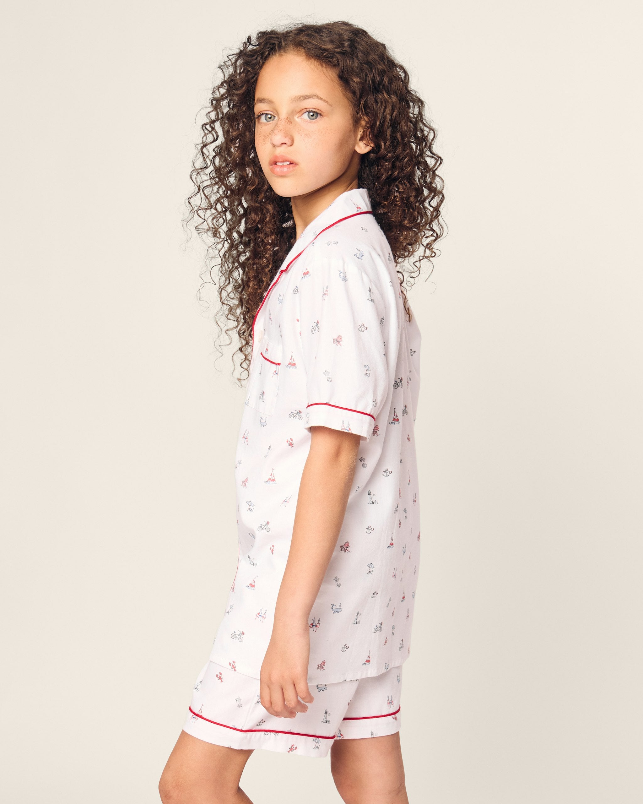 Kid's Twill Short Set in Anchors Away in Coastal Charms#Color_Coastal Charms