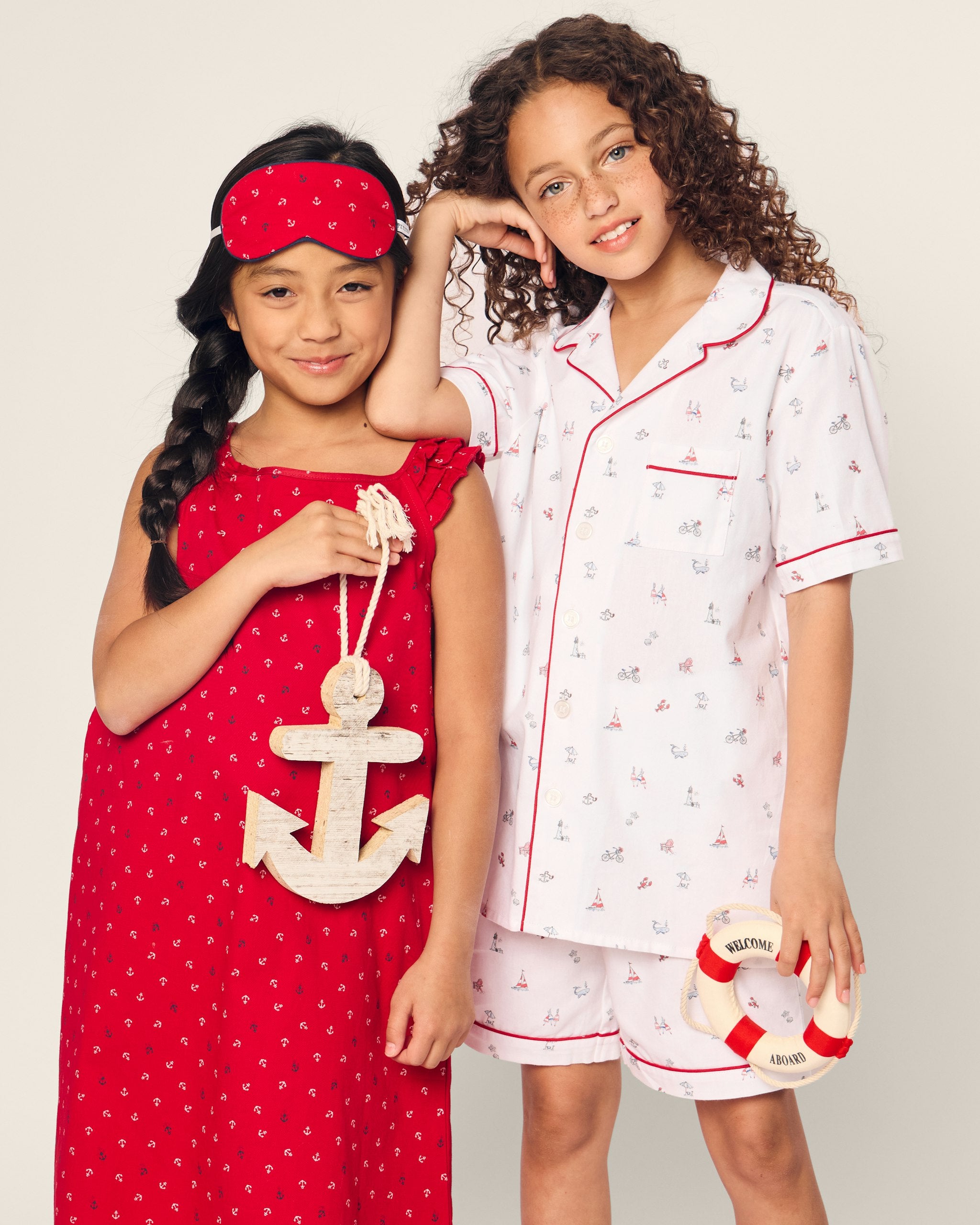 Kid's Twill Short Set in Anchors Away in Coastal Charms#Color_Coastal Charms