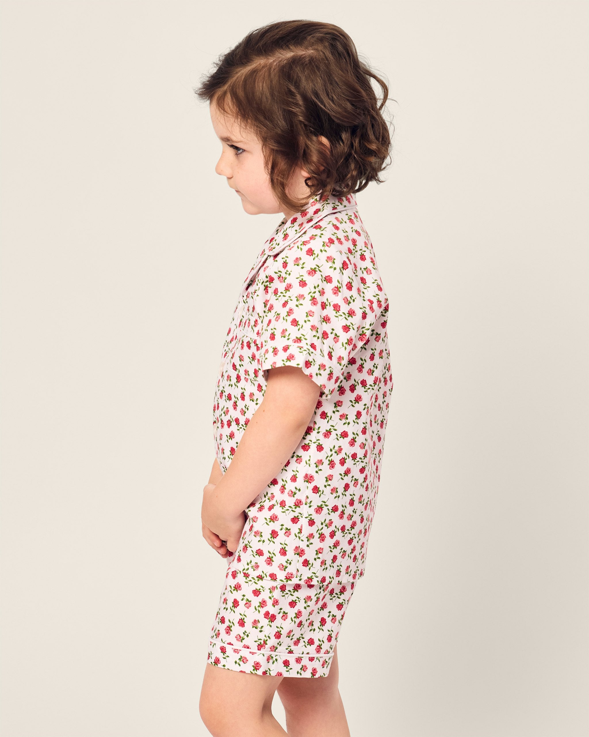 Kid's Twill Short Set in Bluehearts in Petite Petals#Color_Petite Petals