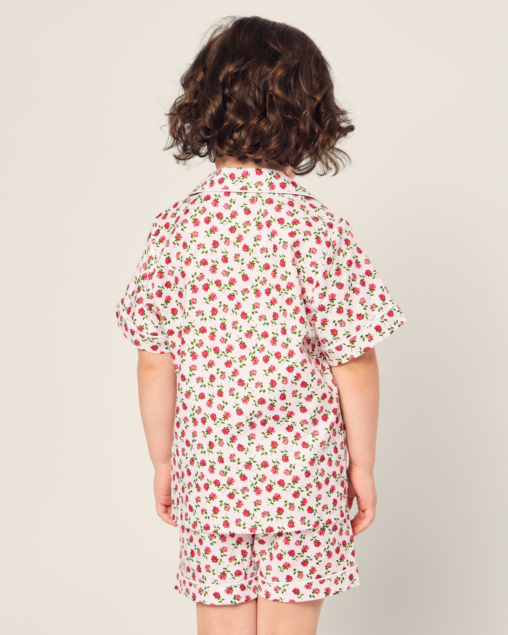 Kid's Twill Short Set in Bluehearts in Petite Petals#Color_Petite Petals