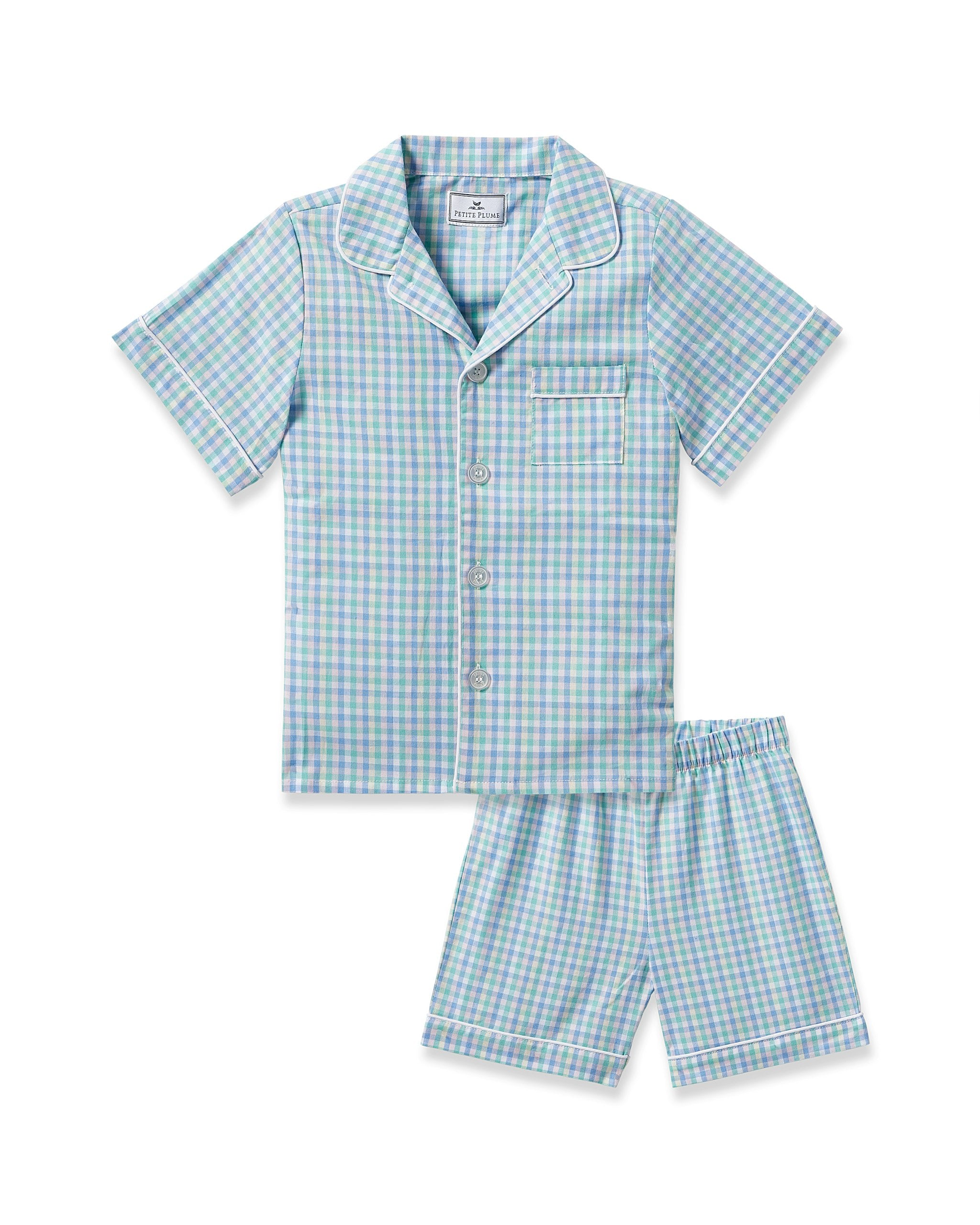 Kid's Twill Short Set in Pink Gingham in Spring Gingham#Color_Spring Gingham