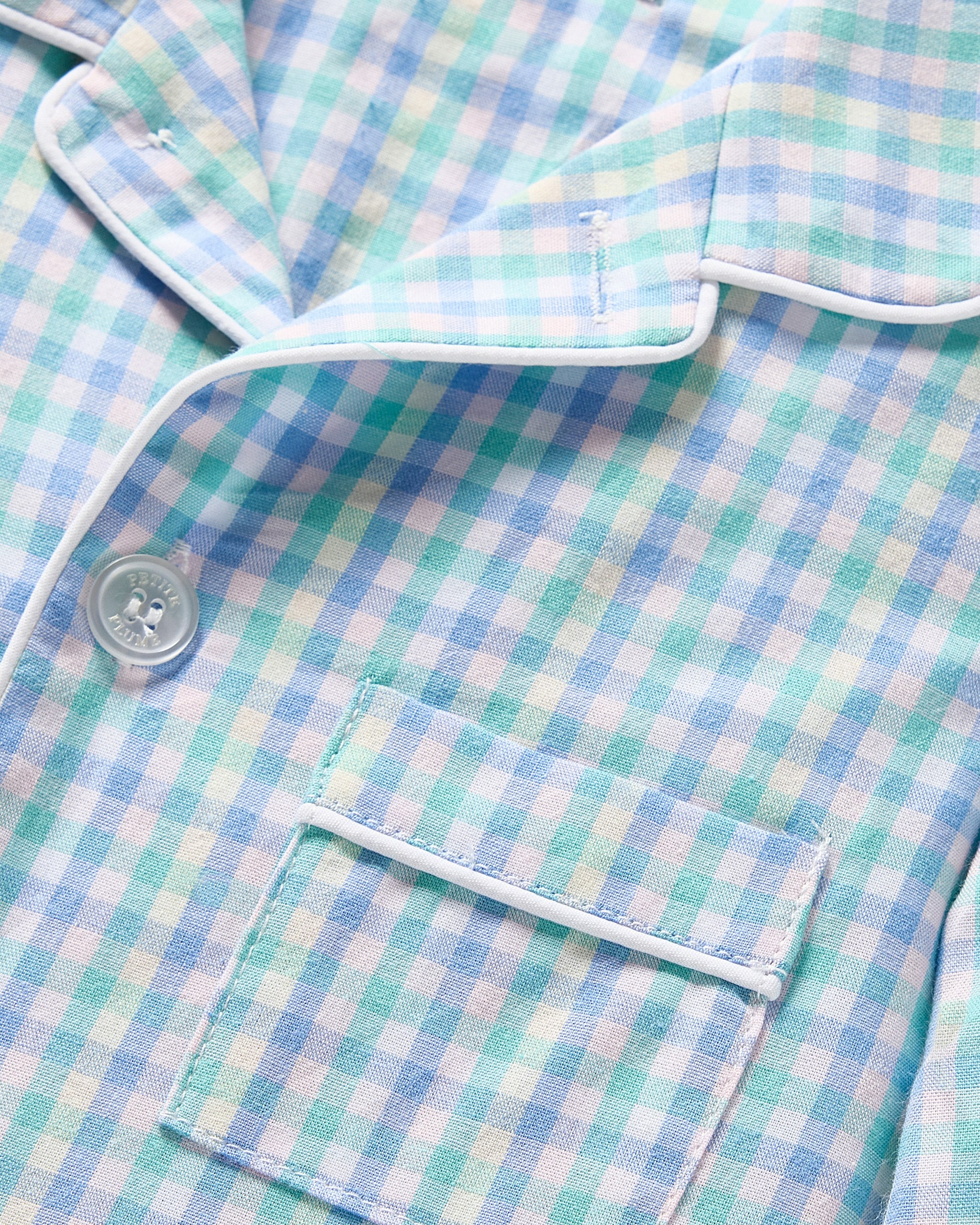 Kid's Twill Short Set in Light Blue Gingham in Spring Gingham#Color_Spring Gingham