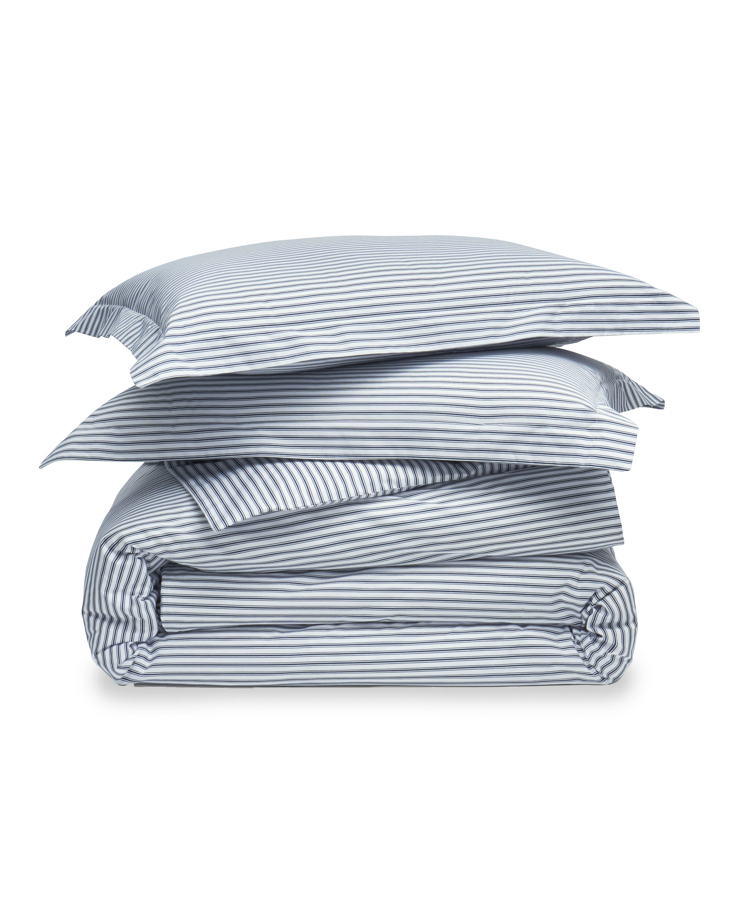 Luxe Premium Percale Duvet Set in Navy French Ticking in Navy French Ticking#Color_Navy French Ticking