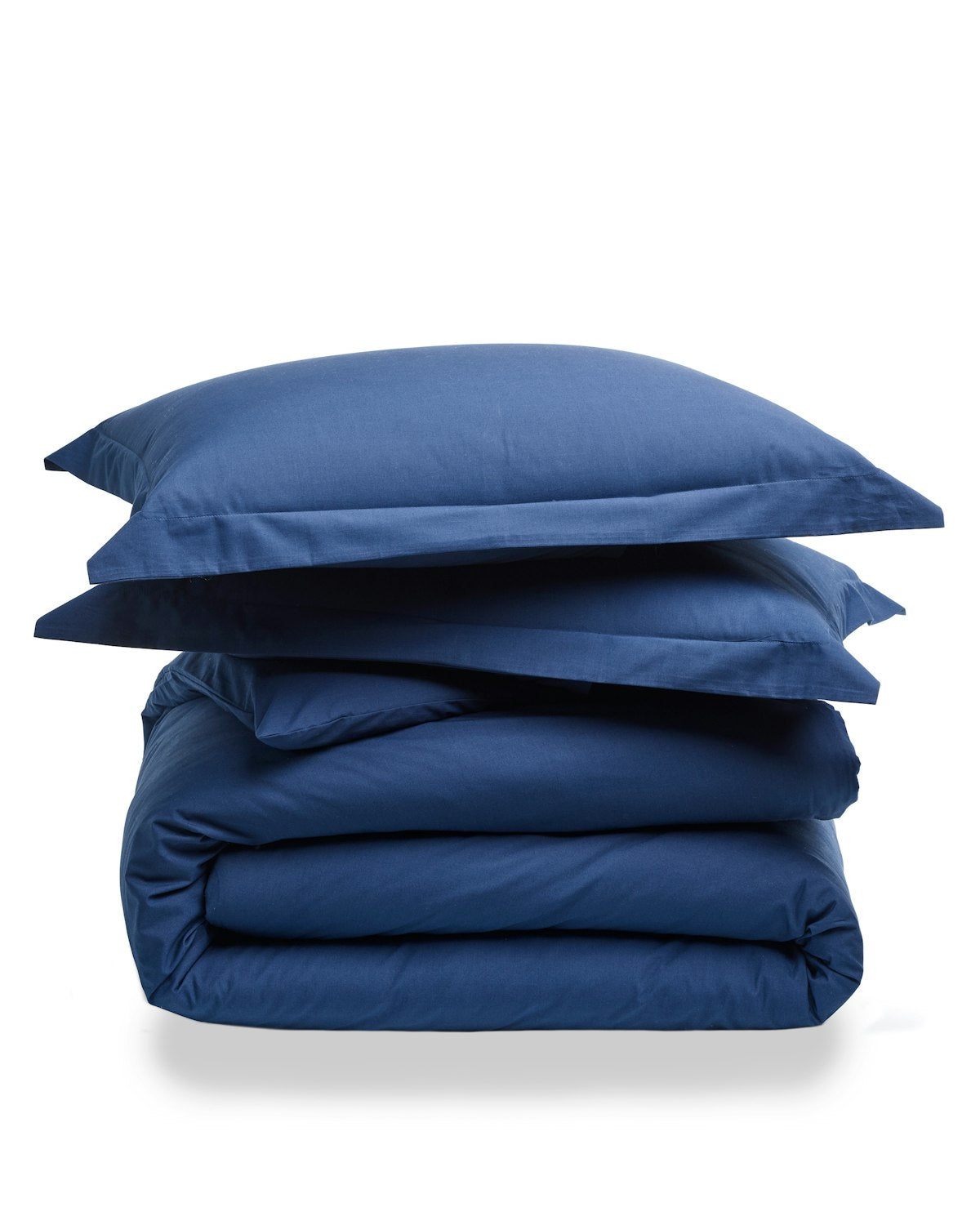 Luxe Premium Percale Duvet Set in White with Navy Piping in Navy #Color_Navy