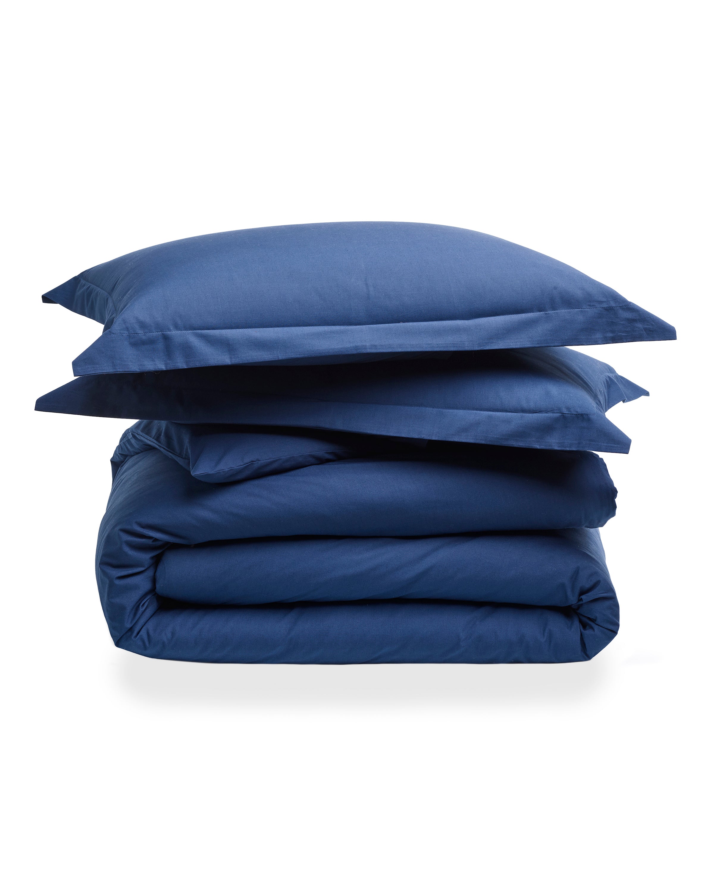 Luxe Premium Percale Duvet Set in White with Navy Piping in Navy #Color_Navy