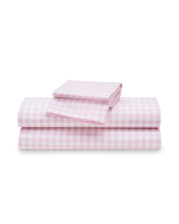 Luxe Premium Cotton Pink Gingham Bed Sheets