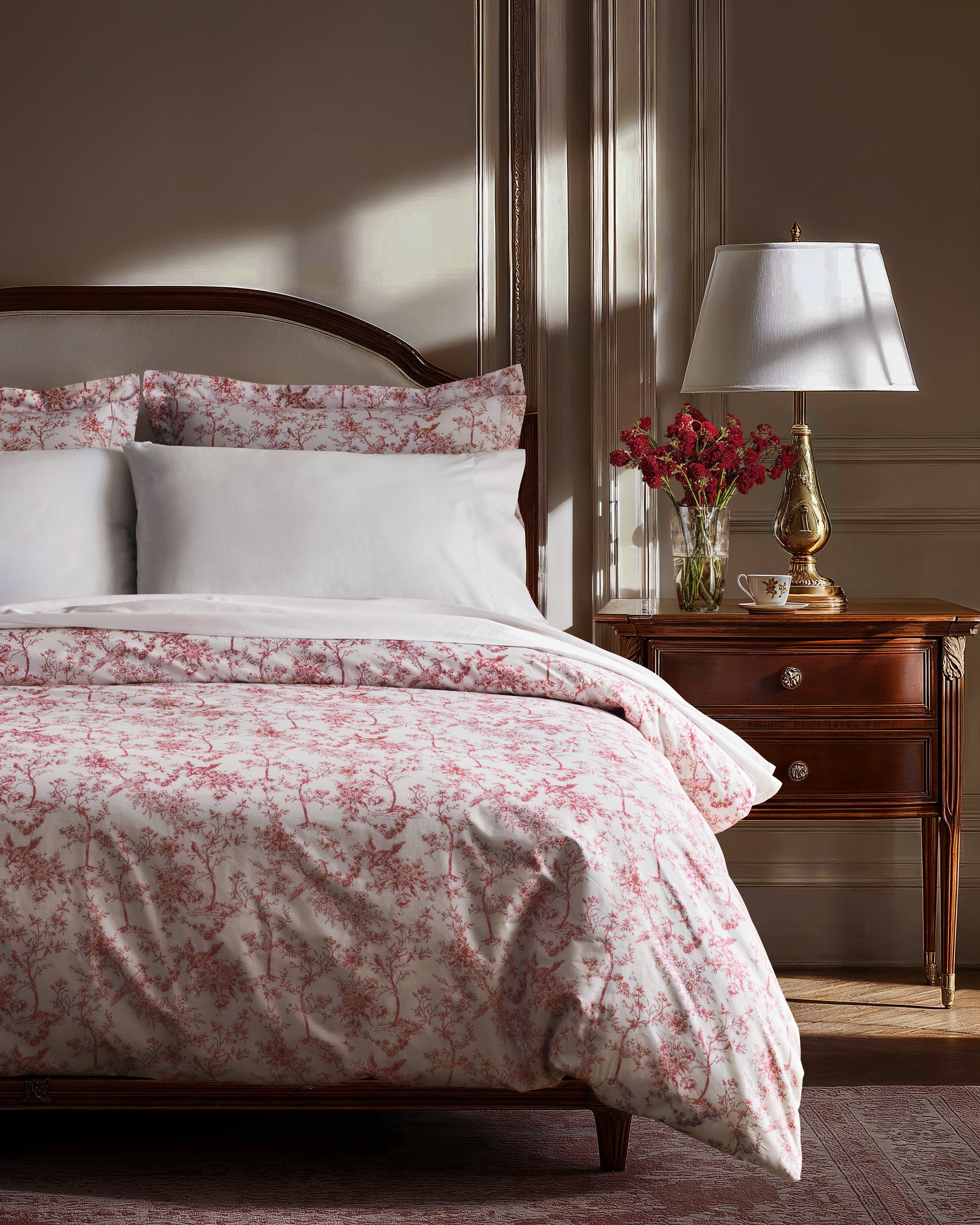 Luxe Premium Percale Duvet Set in Pink Timeless Toile