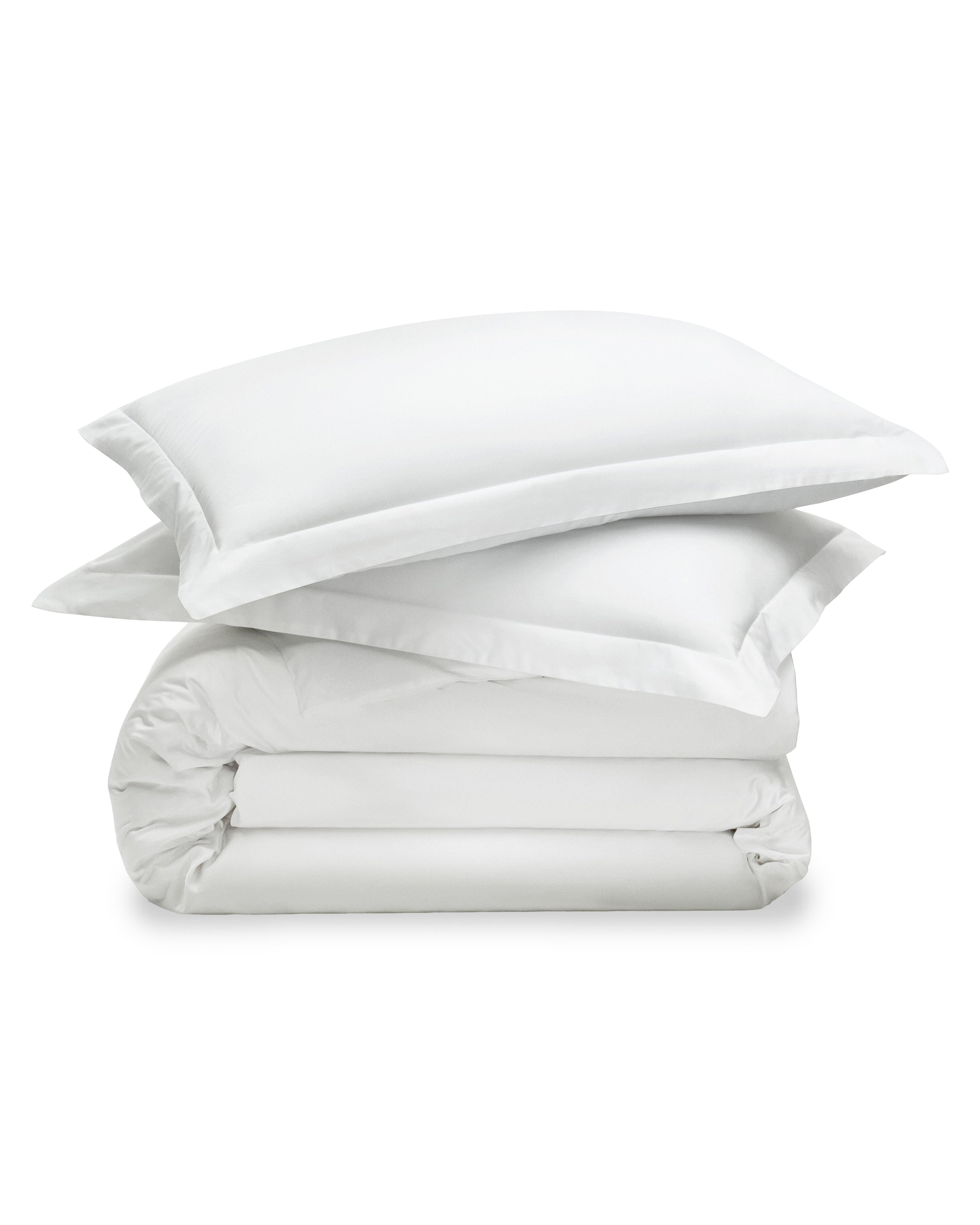 Luxe Premium Percale Duvet Set in White with Navy Piping in White #Color_White