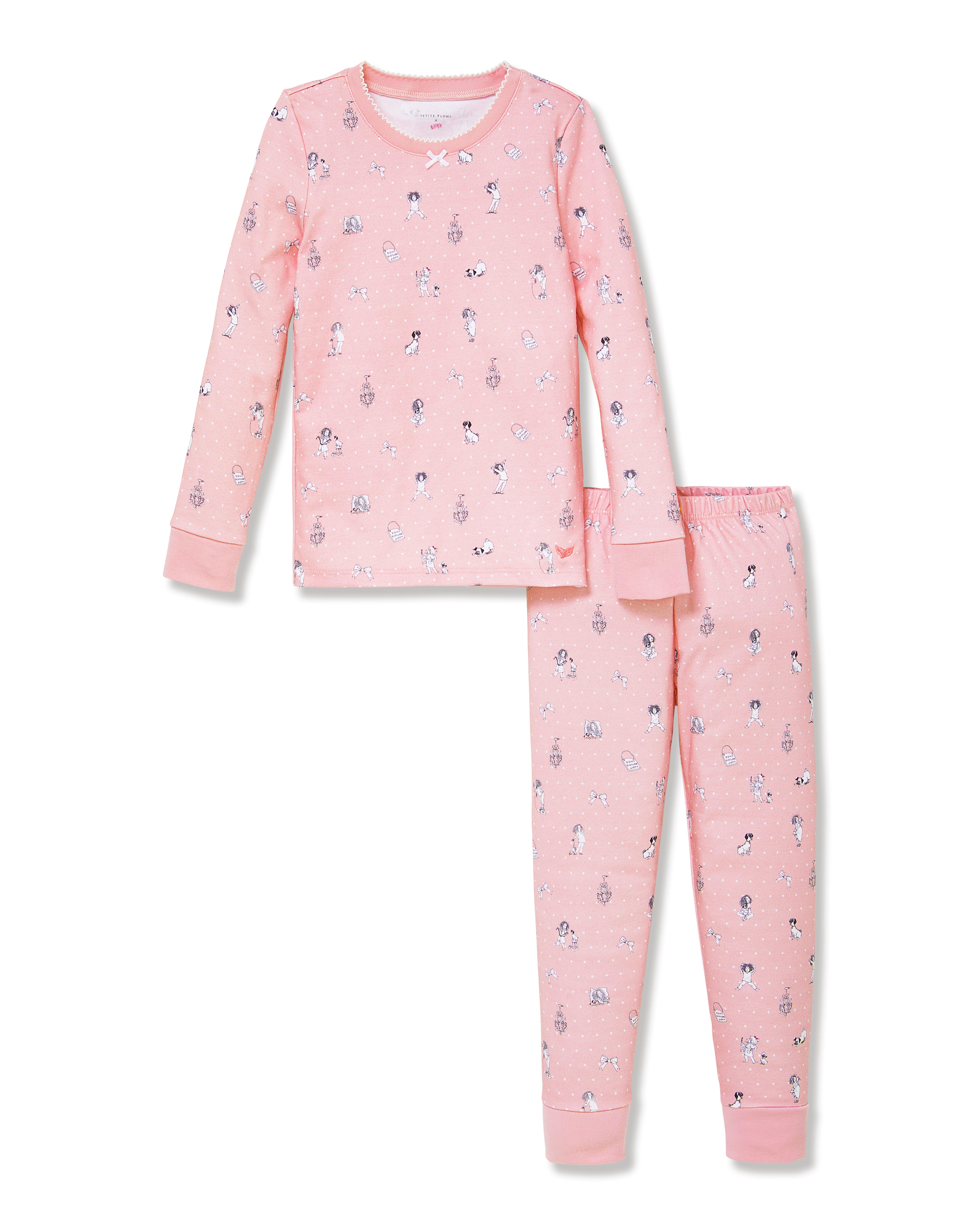 Petite Plume x Eloise Kid's Pima Snug Fit Pajama Set in Eloise Adventures