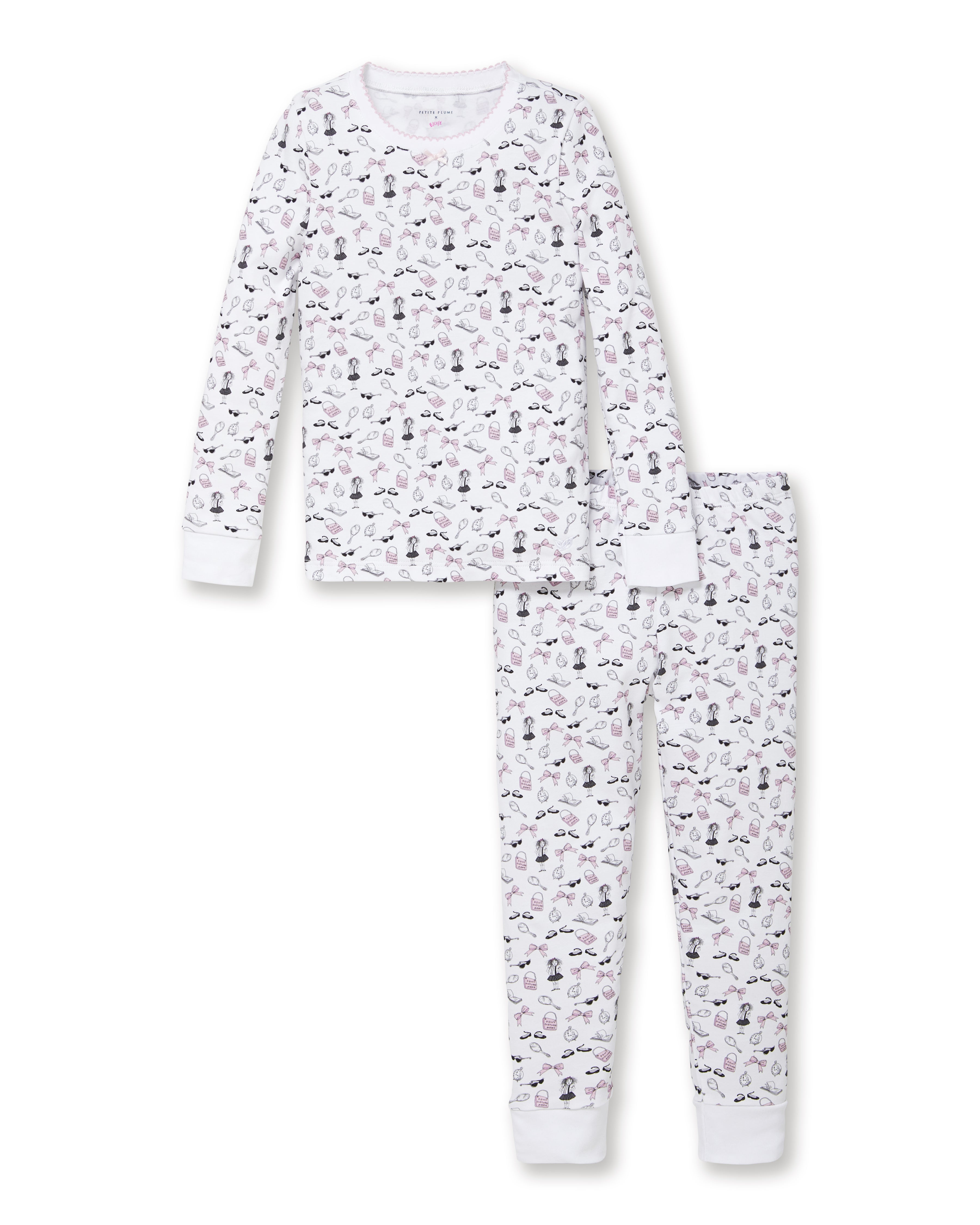 Petite Plume x Eloise Kid's Pima Snug Fit Pajama Set in Eloise Suite Soireé
