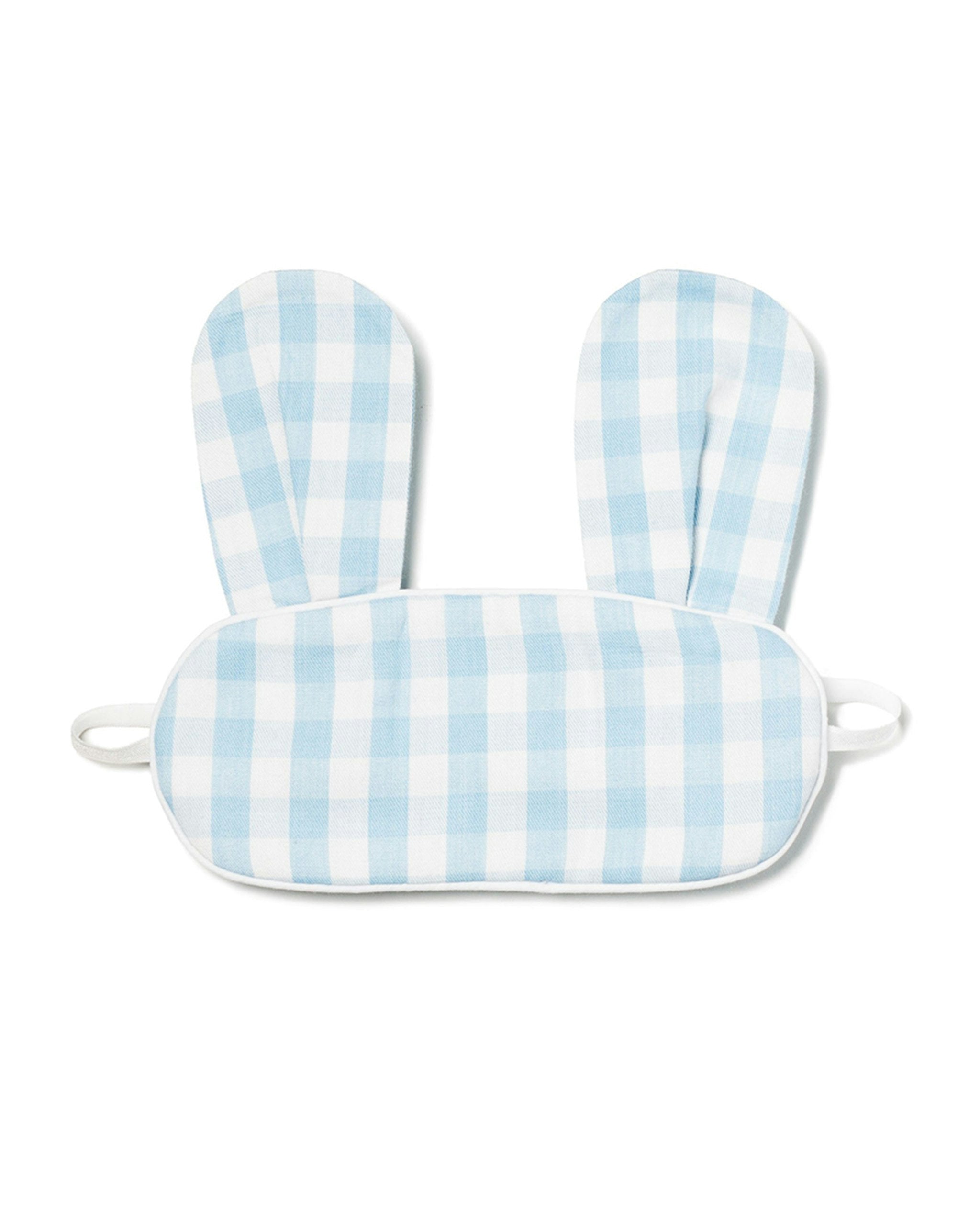 Kid's Twill Bunny Sleep Mask in Light Blue Gingham in Light Blue Gingham#Color_Light Blue Gingham