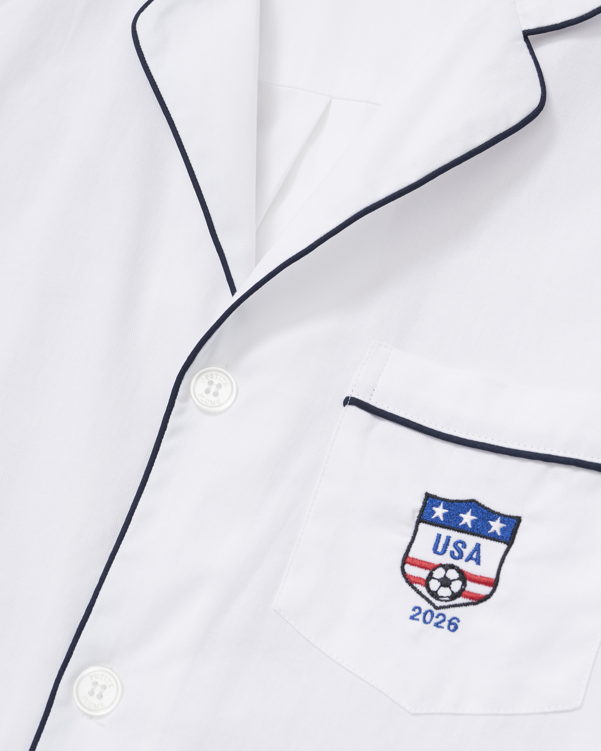 Men's Twill Pajama Short Set with Team USA Custom Embroidery