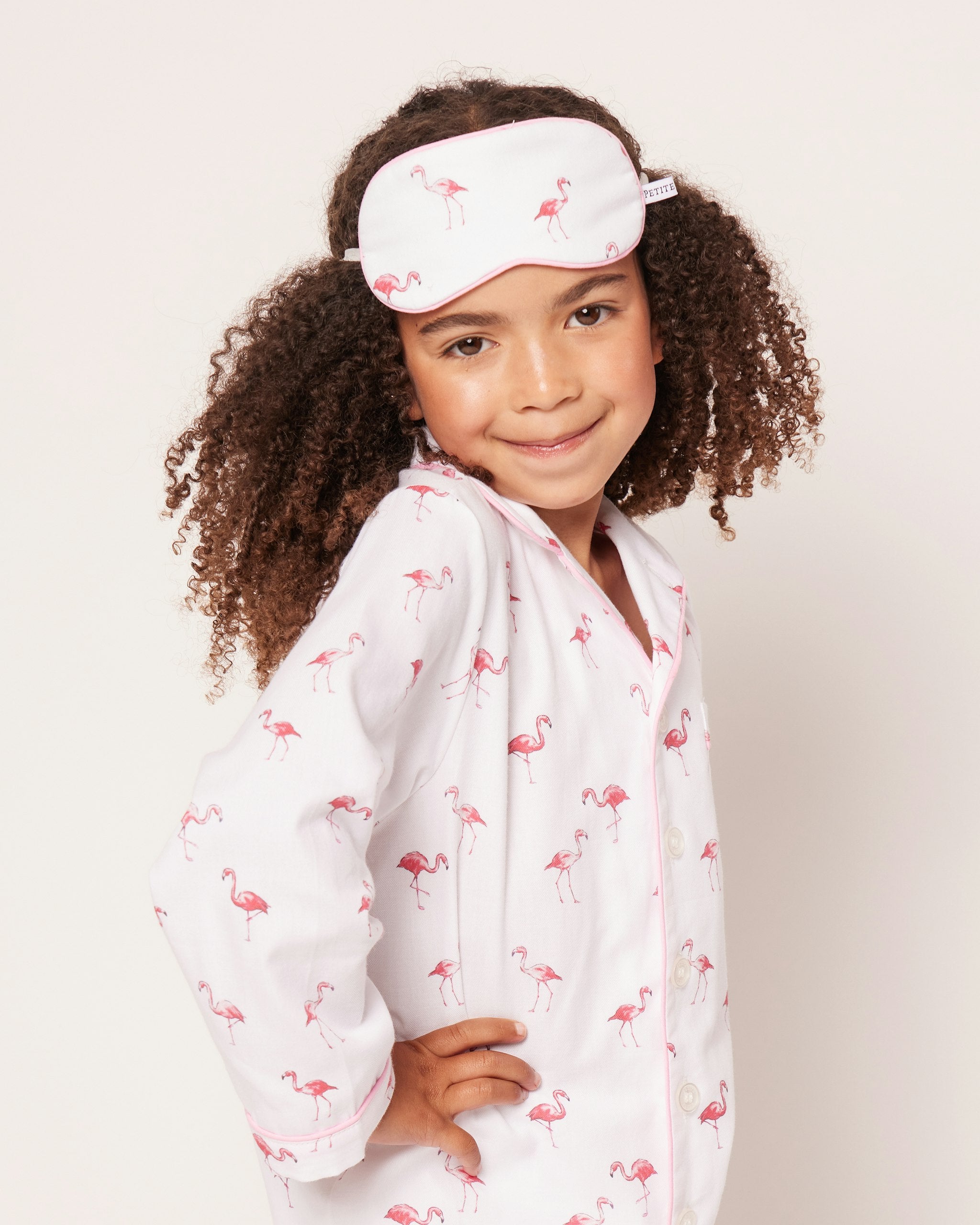 Kid's Twill Sleep Mask in Anchors Away in Flamingos#Color_Flamingos