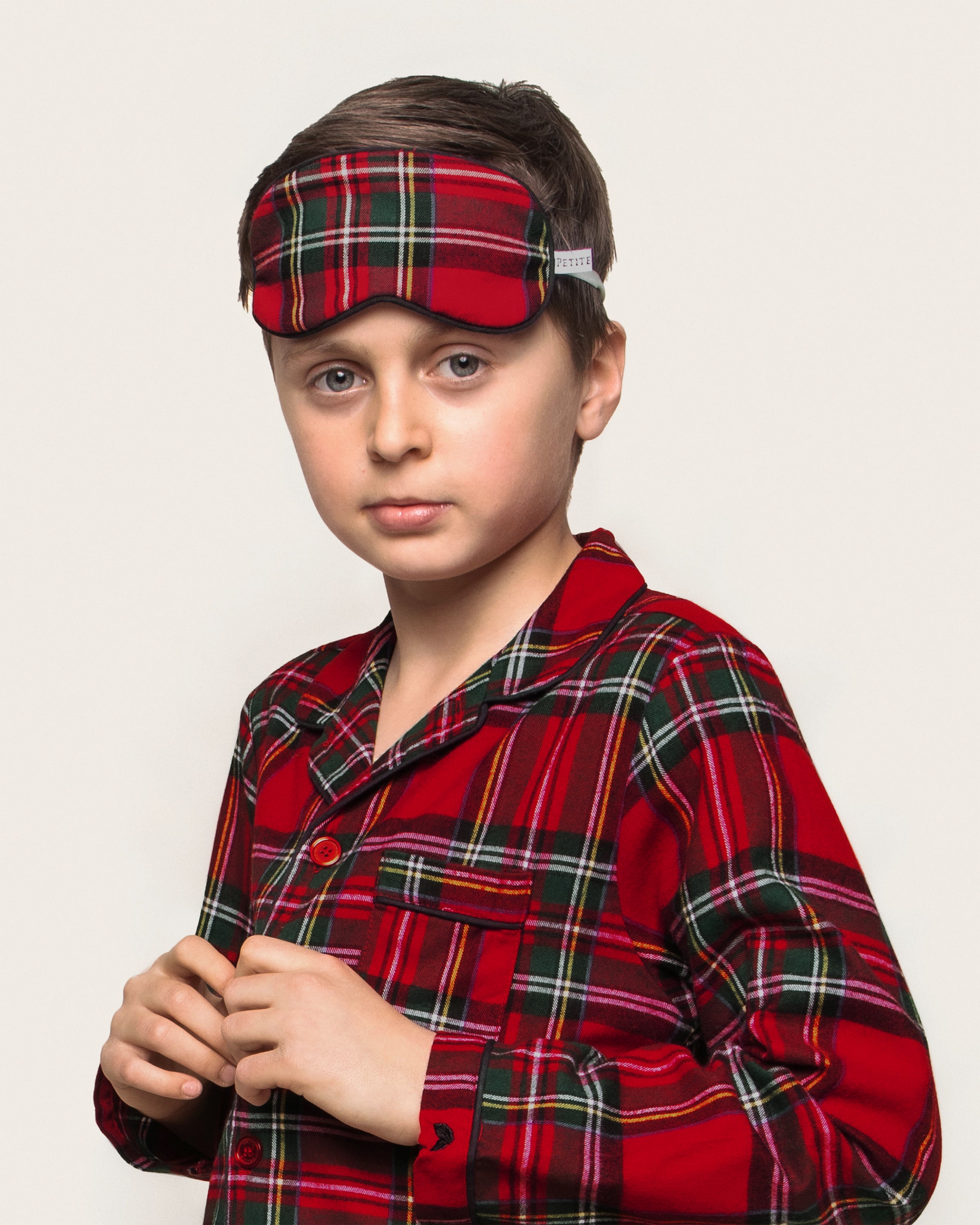 Kid's Brushed Twill Sleep Mask in Imperial Tartan