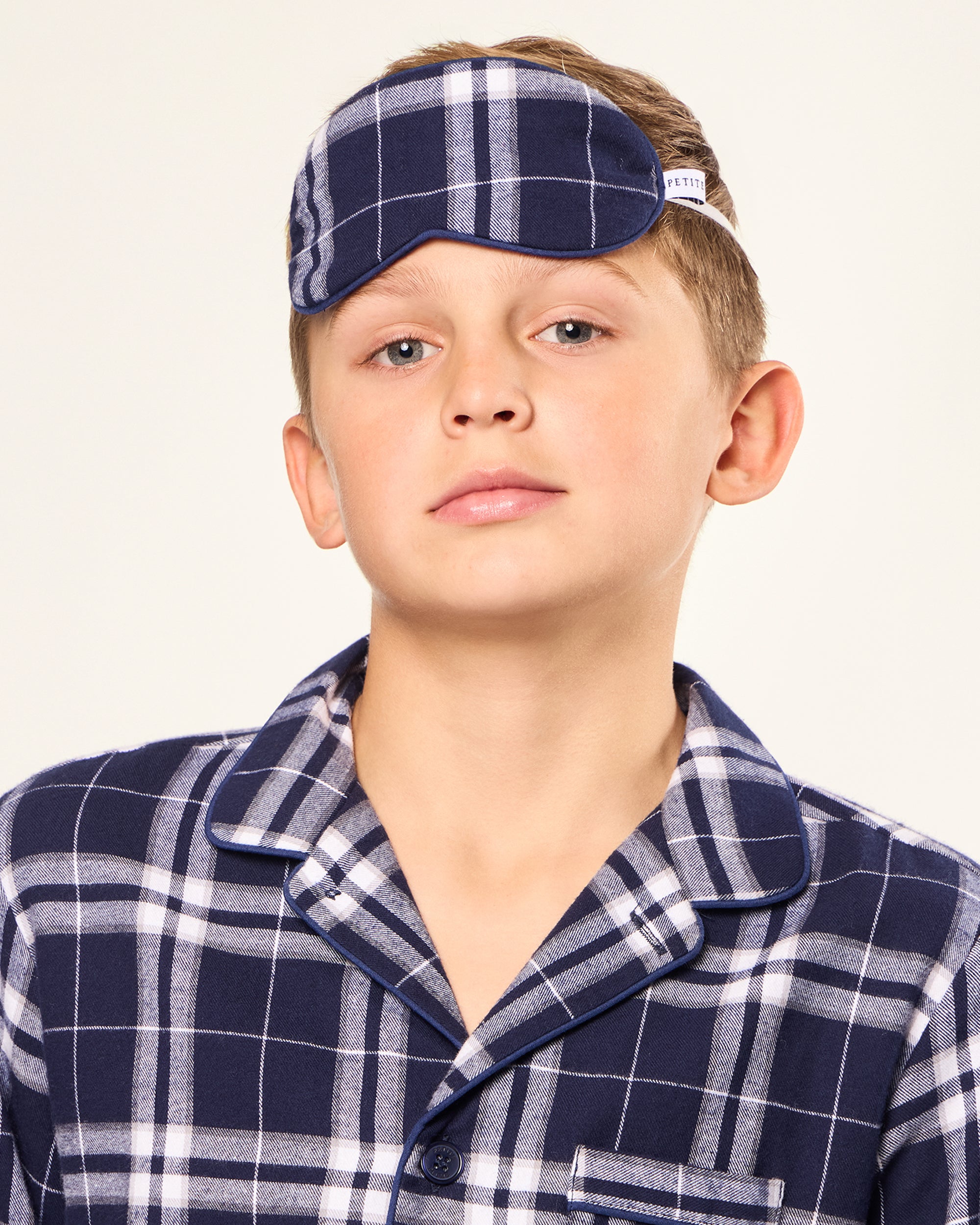 Kid's Brushed Cotton Sleep Mask in Oxford Tartan in Oxford Tartan#Color_Oxford Tartan