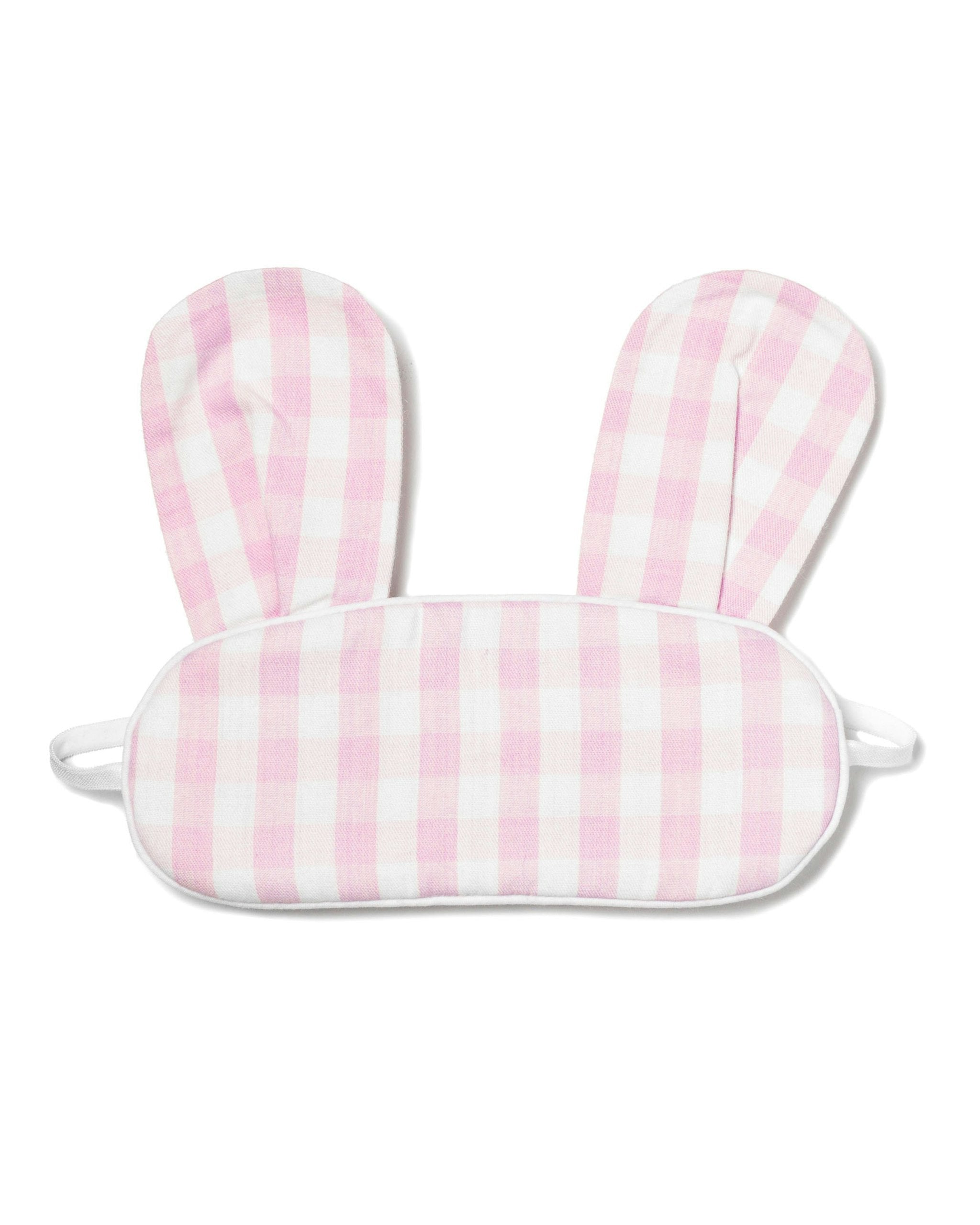 Kid's Twill Bunny Sleep Mask in Light Blue Gingham in Pink Gingham#Color_Pink Gingham