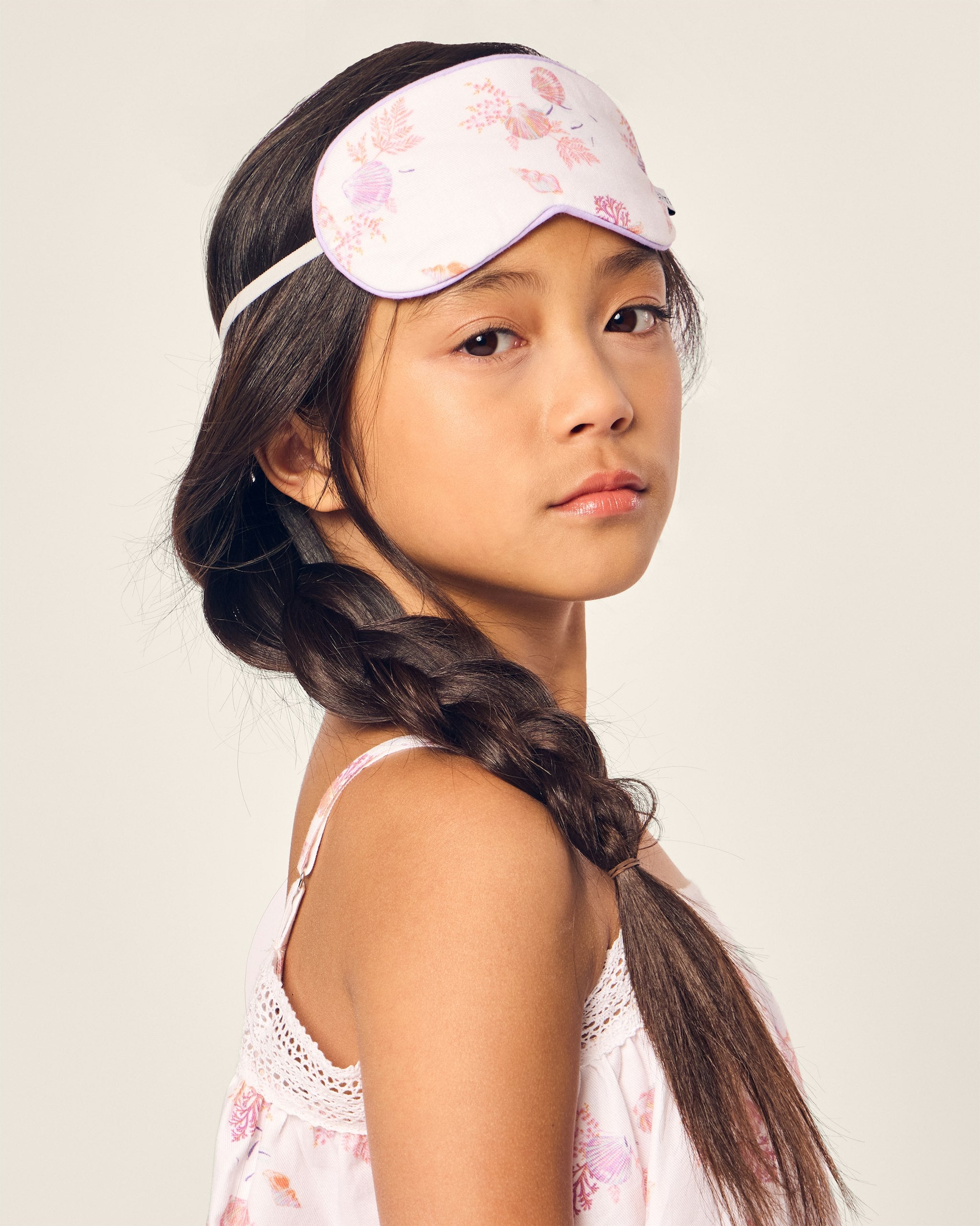 Kid's Twill Sleep Mask in Anchors Away in Seashell Splendor#Color_Seashell Splendor