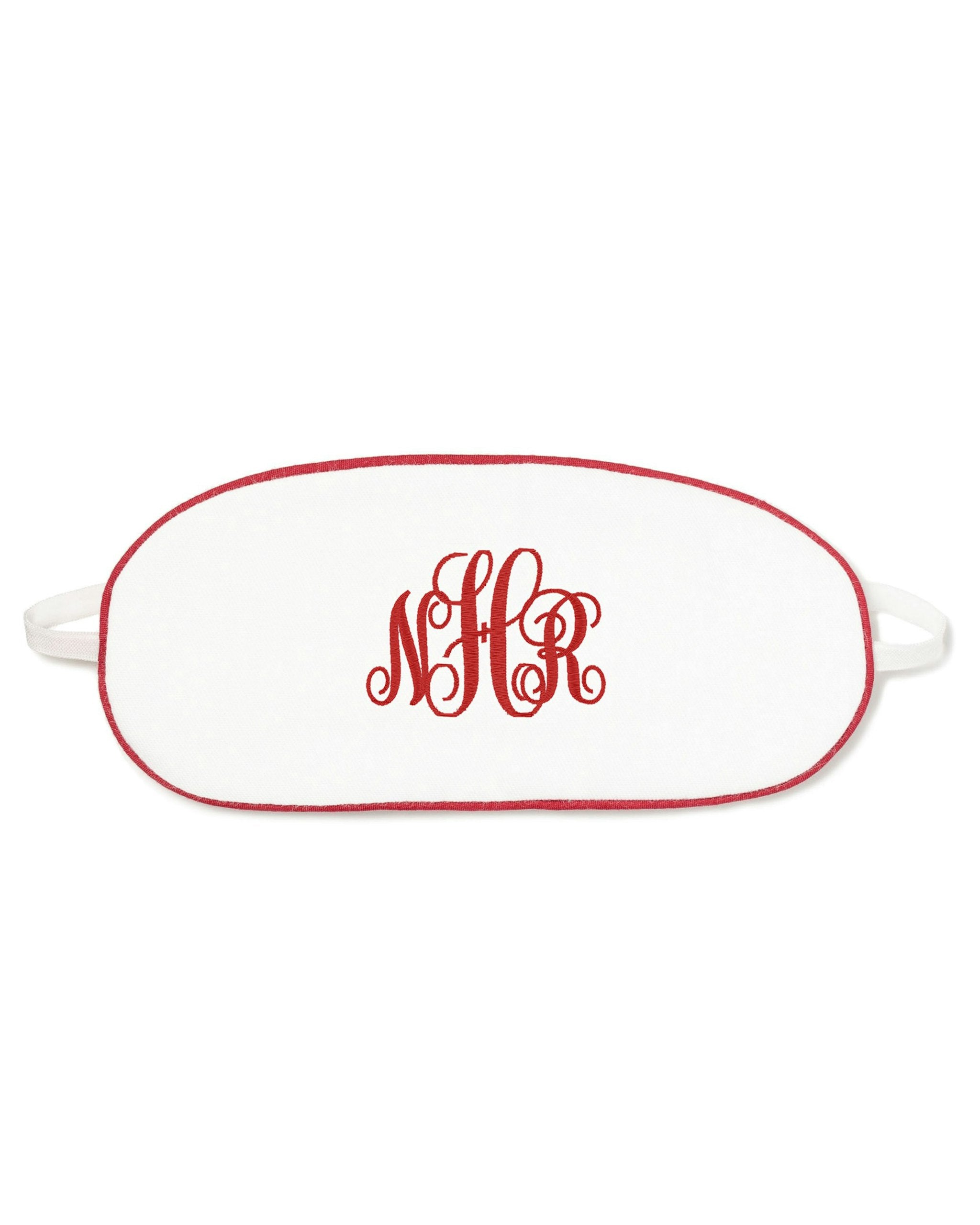 Kid's Twill Sleep Mask in White With Navy Piping in White with Red Piping#Color_White with Red Piping