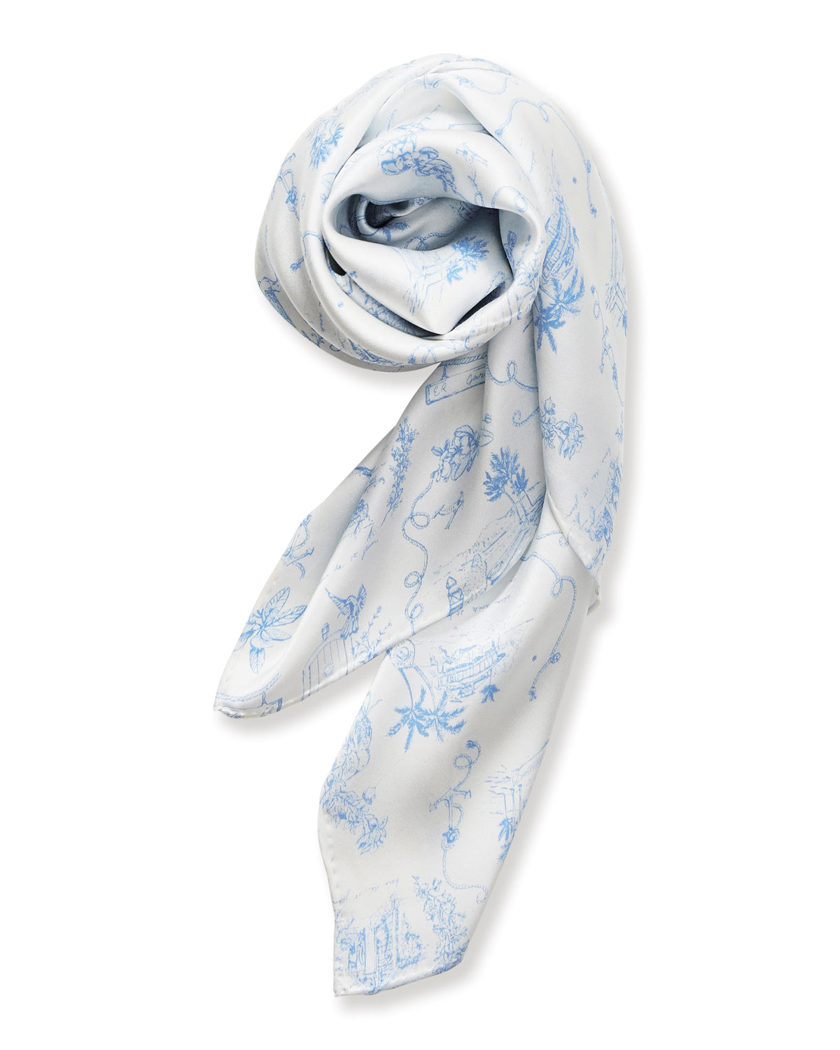 Blue Floral Silky Scarf  Original Eco-Print French Blue Florals| 35 x 35 main image 4