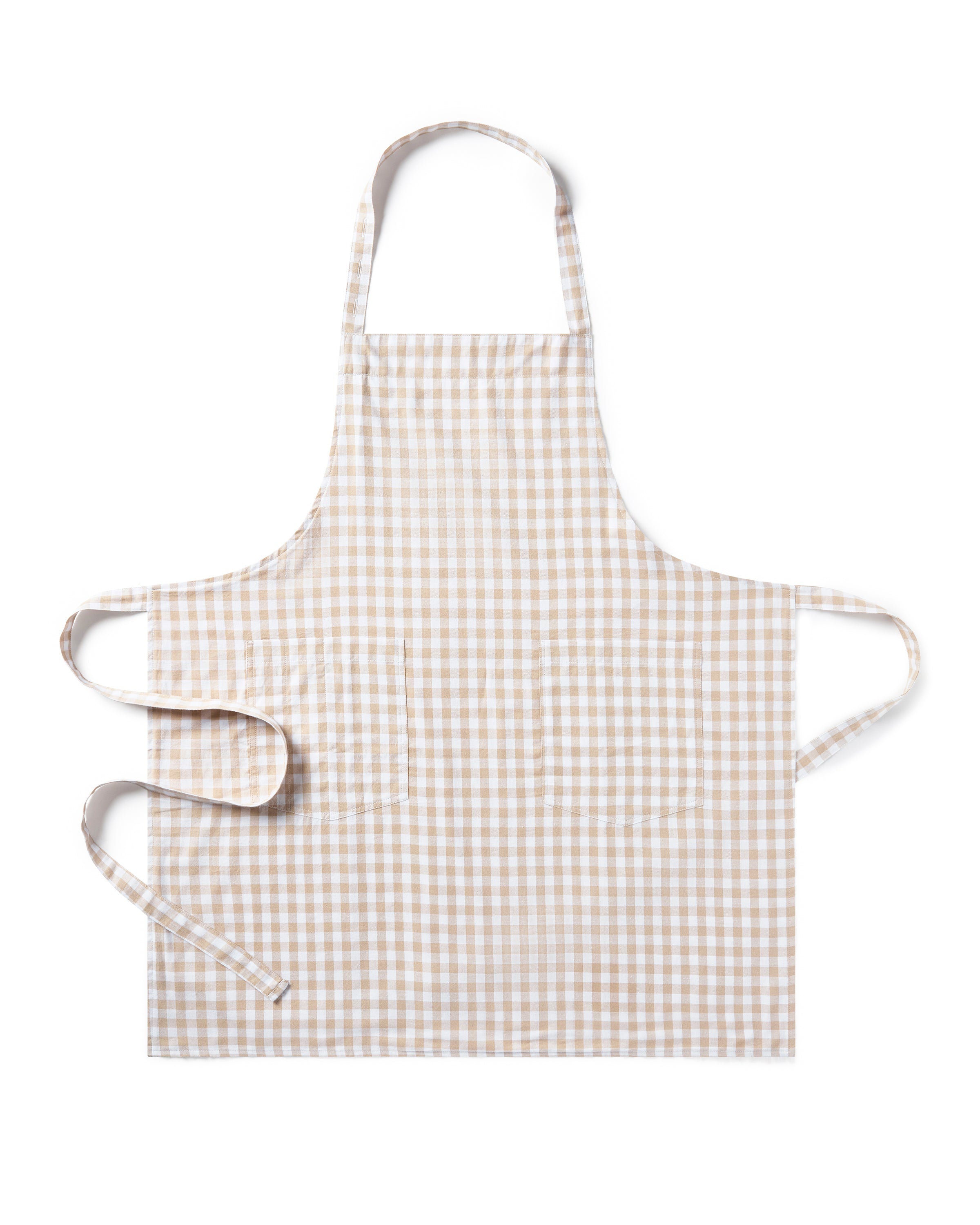 Adult's Twill Apron in Camel Gingham