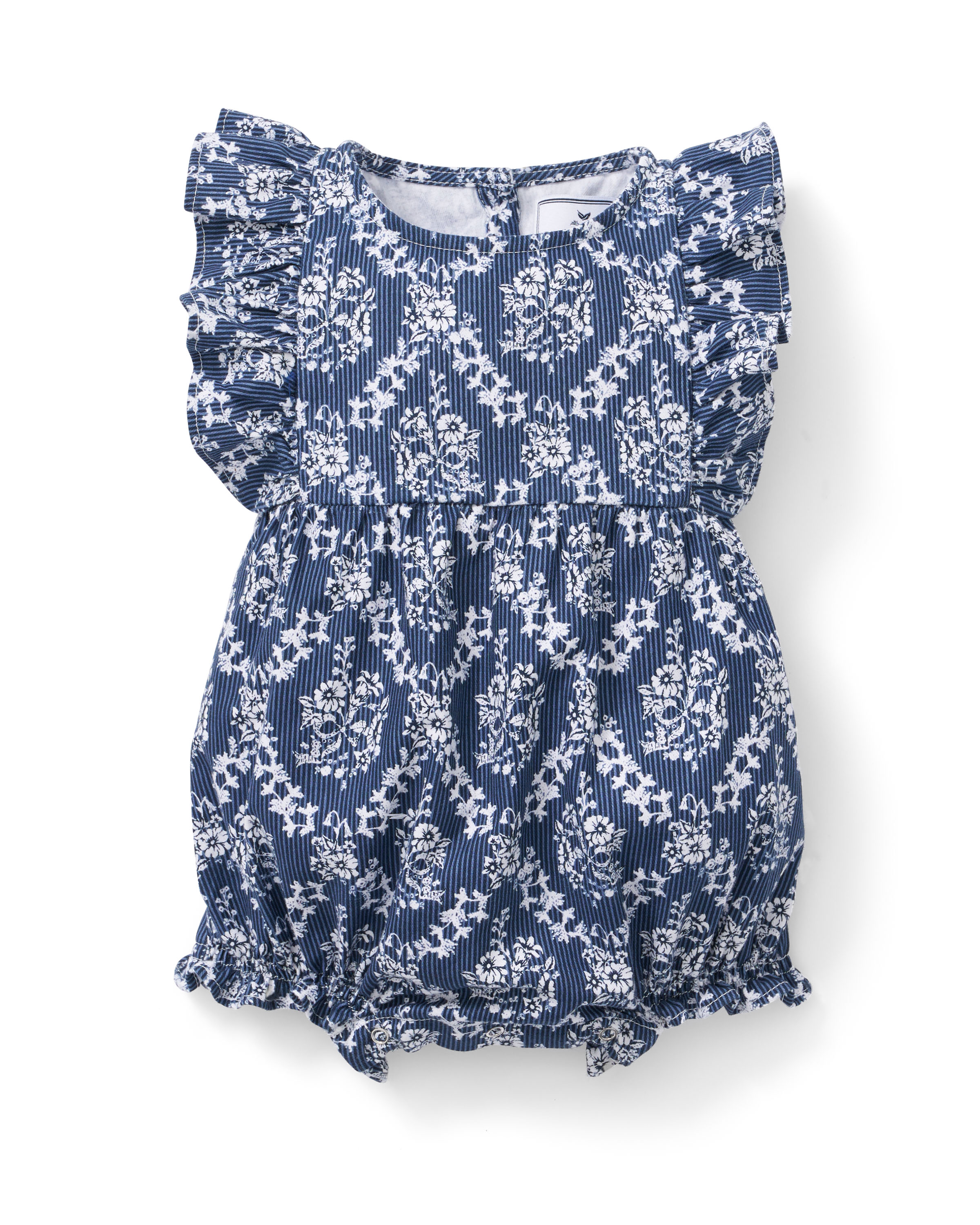 Baby's Twill Ruffled Romper in Innkeeper Trellis