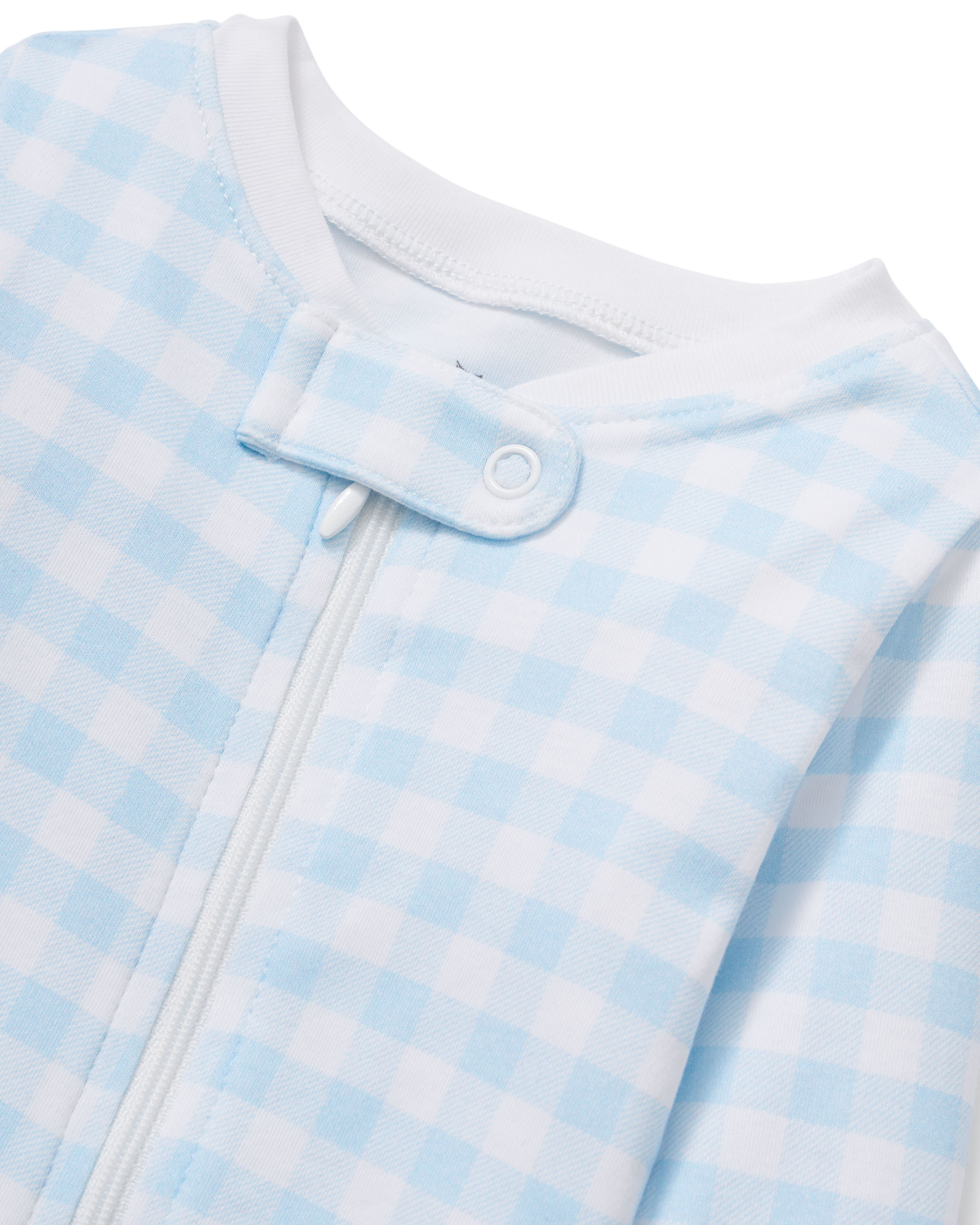 Baby's Pima Romper in Light Blue Gingham