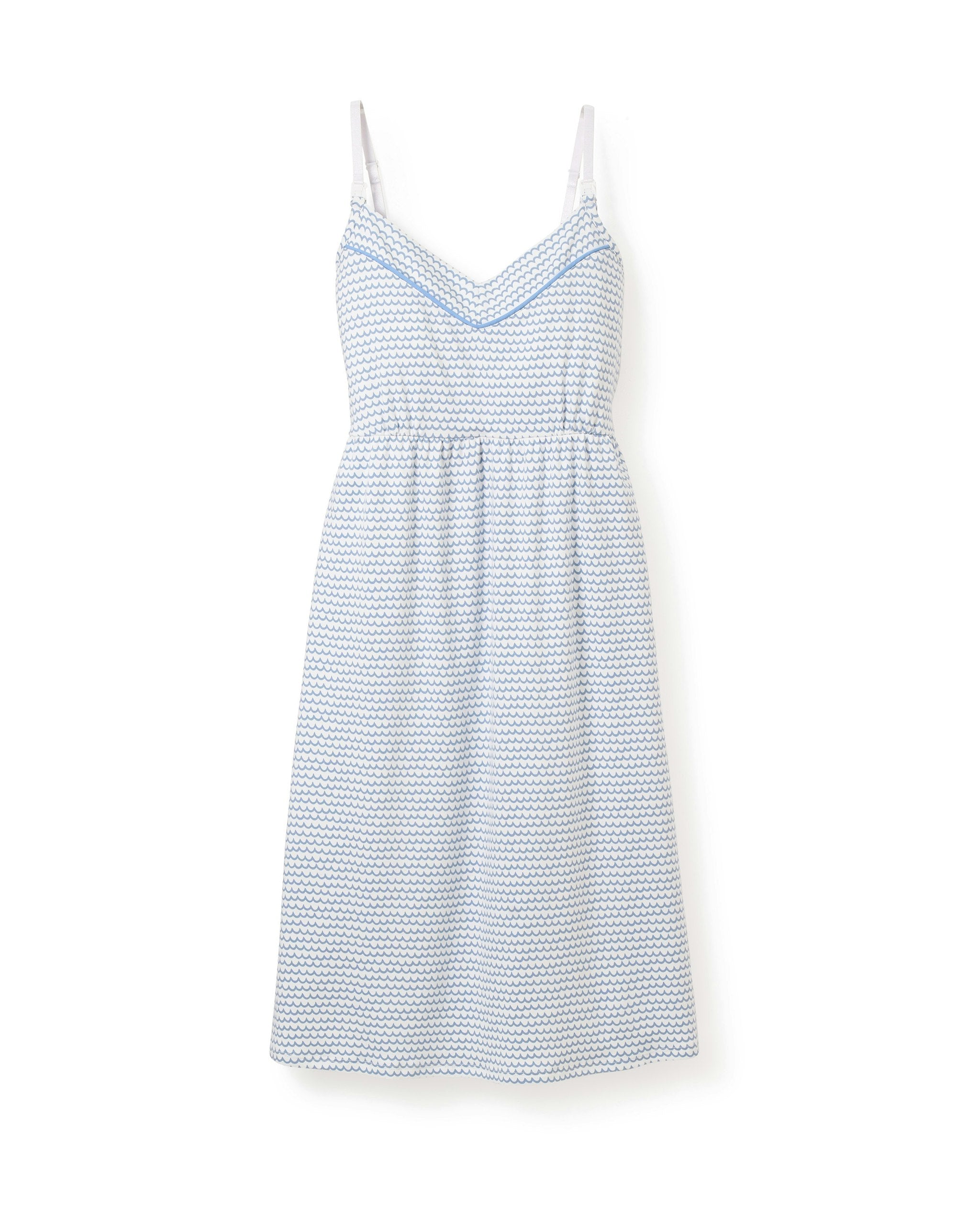 Women's Pima Maternity Nightgown in Grey Stripes in La Mer#Color_La Mer