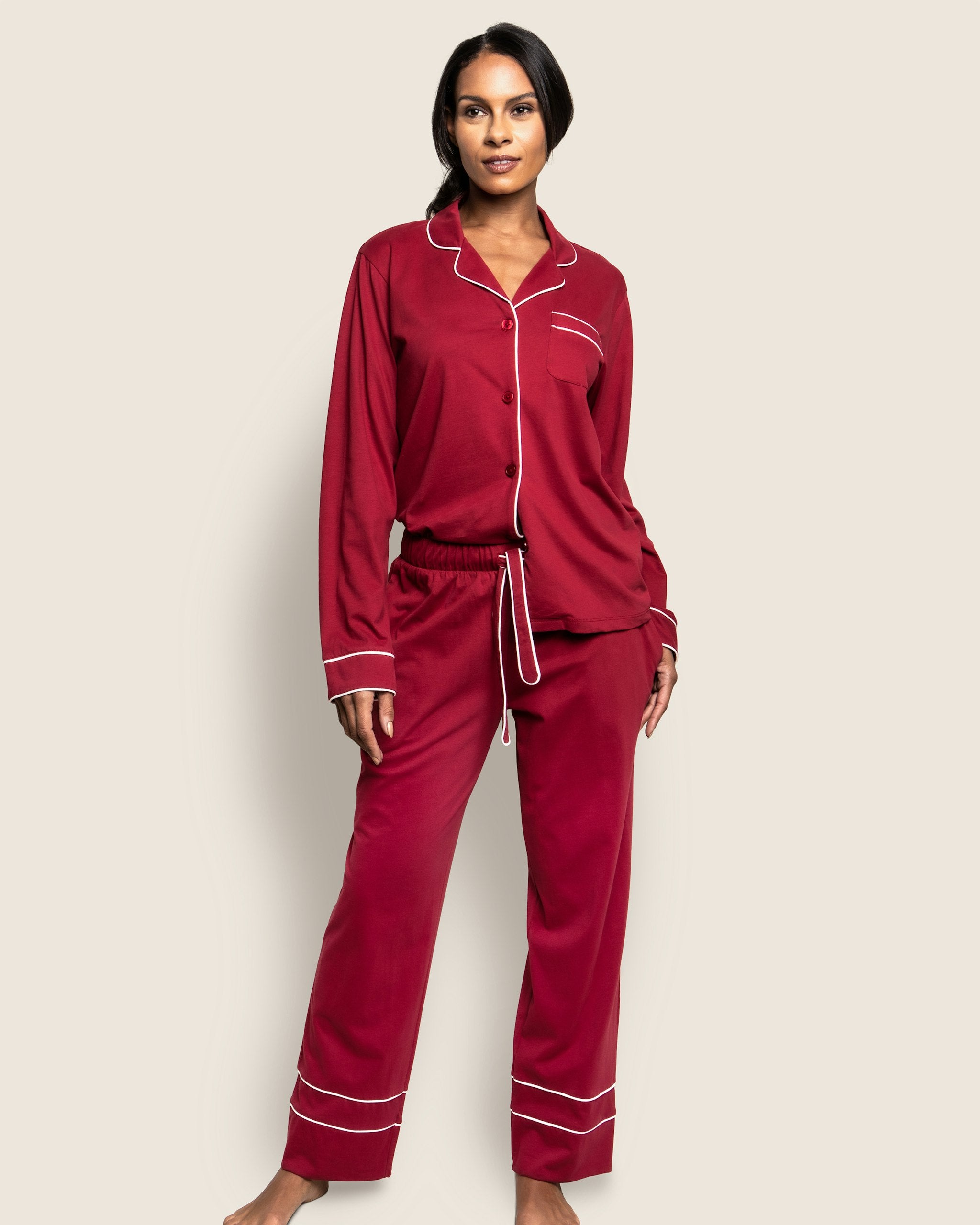 Women's Pima Astaire Pajama Set in Bordeaux in Bordeaux#Color_Bordeaux
