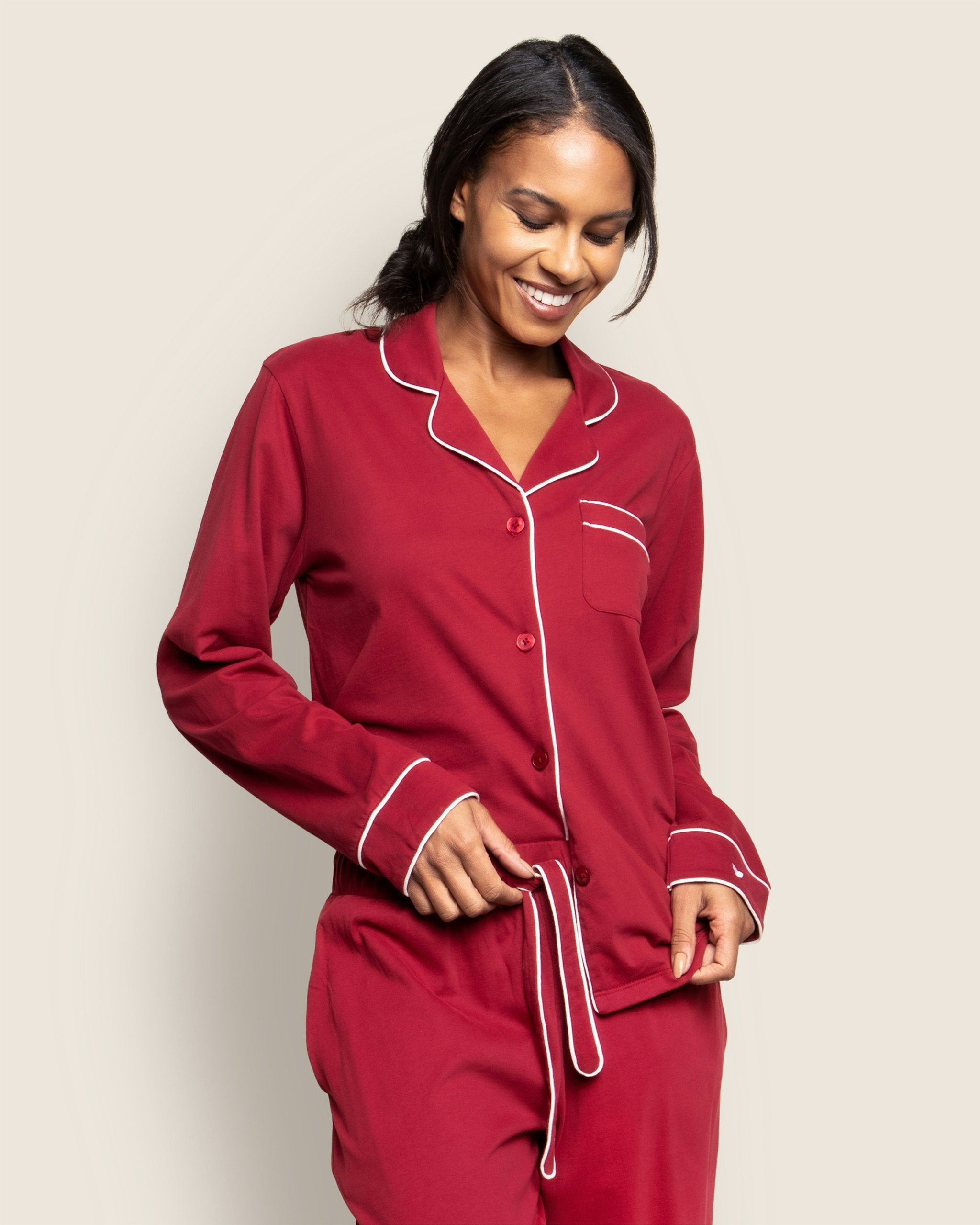 Women's Pima Astaire Pajama Set in Bordeaux in Bordeaux#Color_Bordeaux