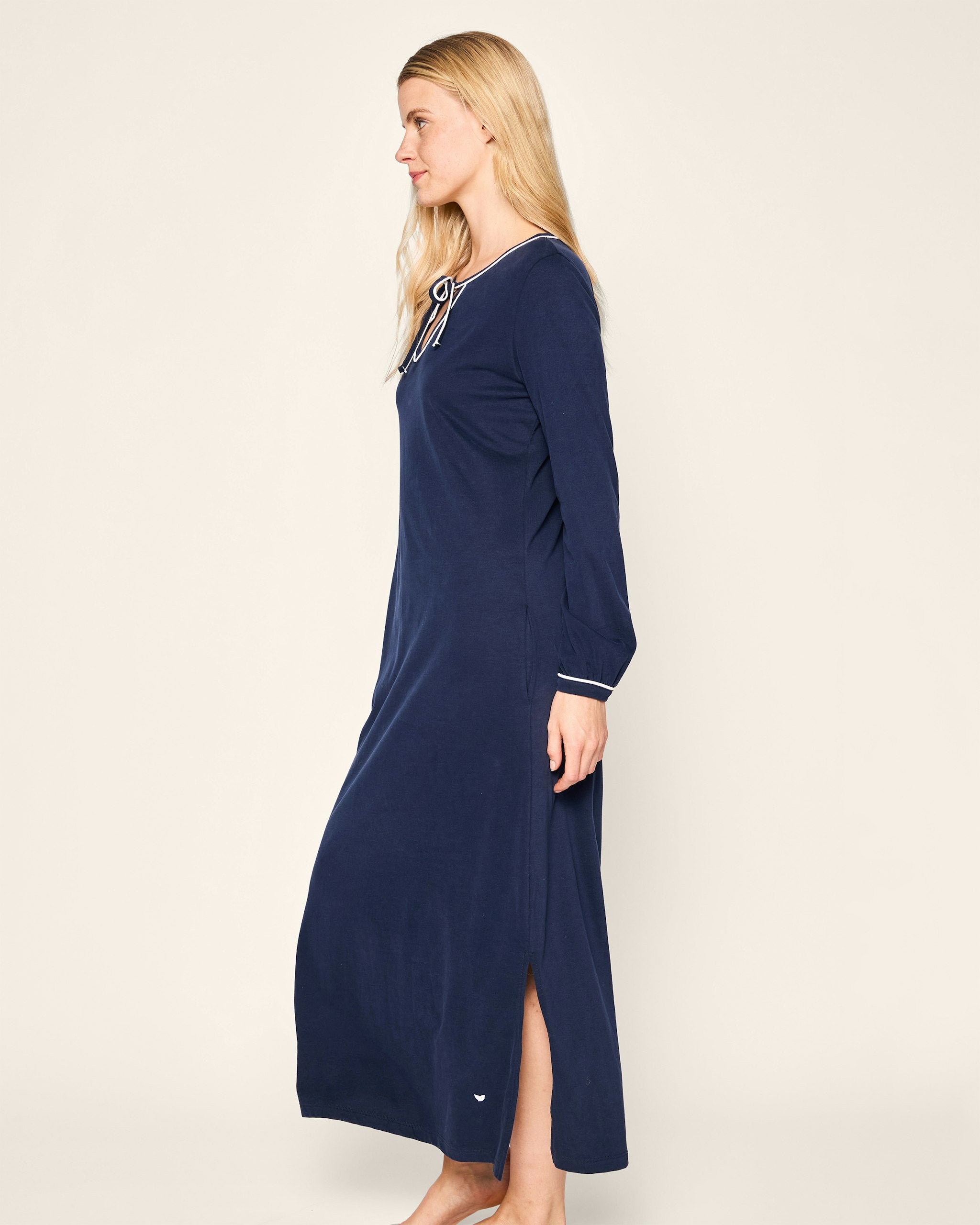 Women's Pima Harlow Nightgown in Navy in Navy#Color_Navy