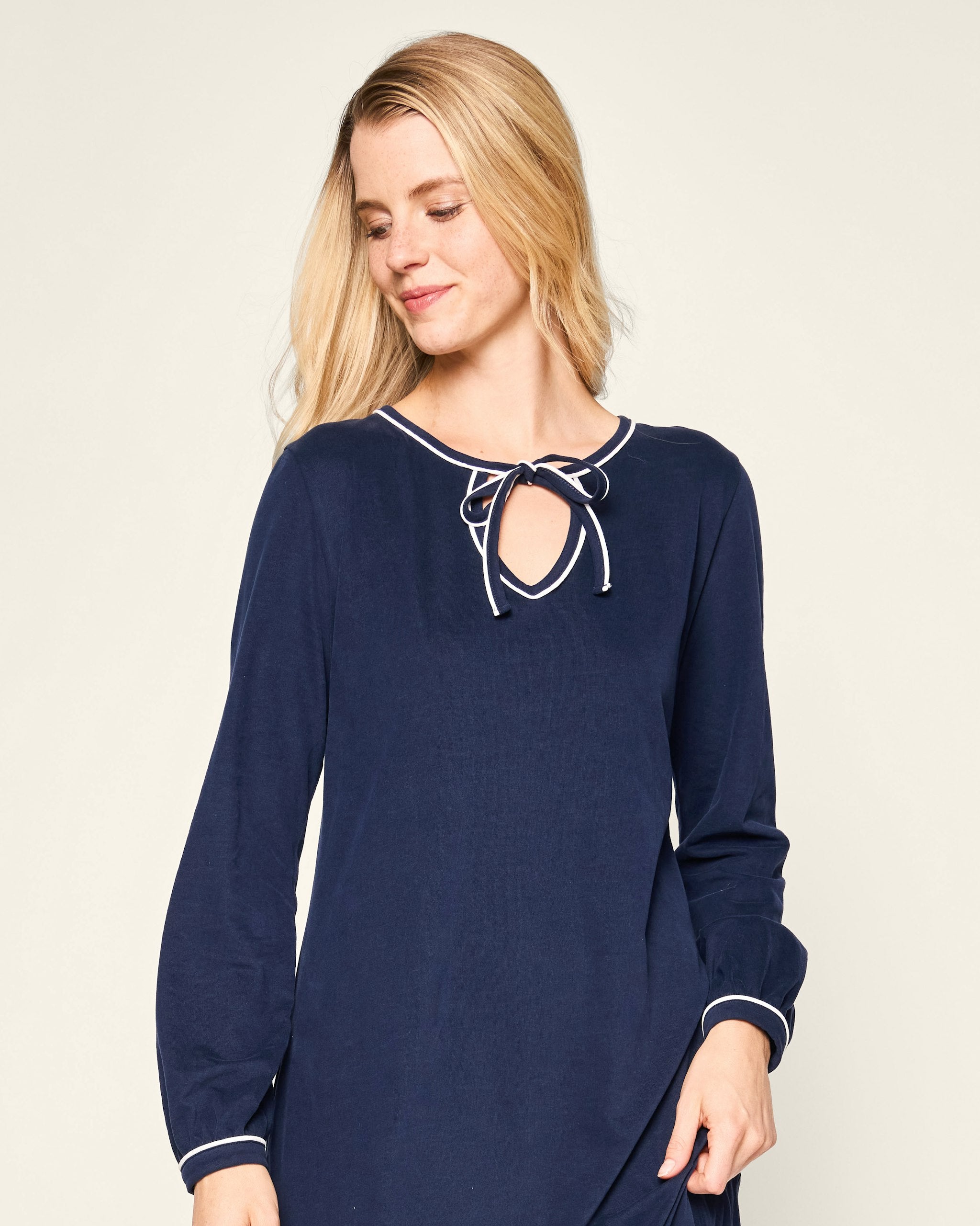 Women's Pima Harlow Nightgown in Navy in Navy#Color_Navy