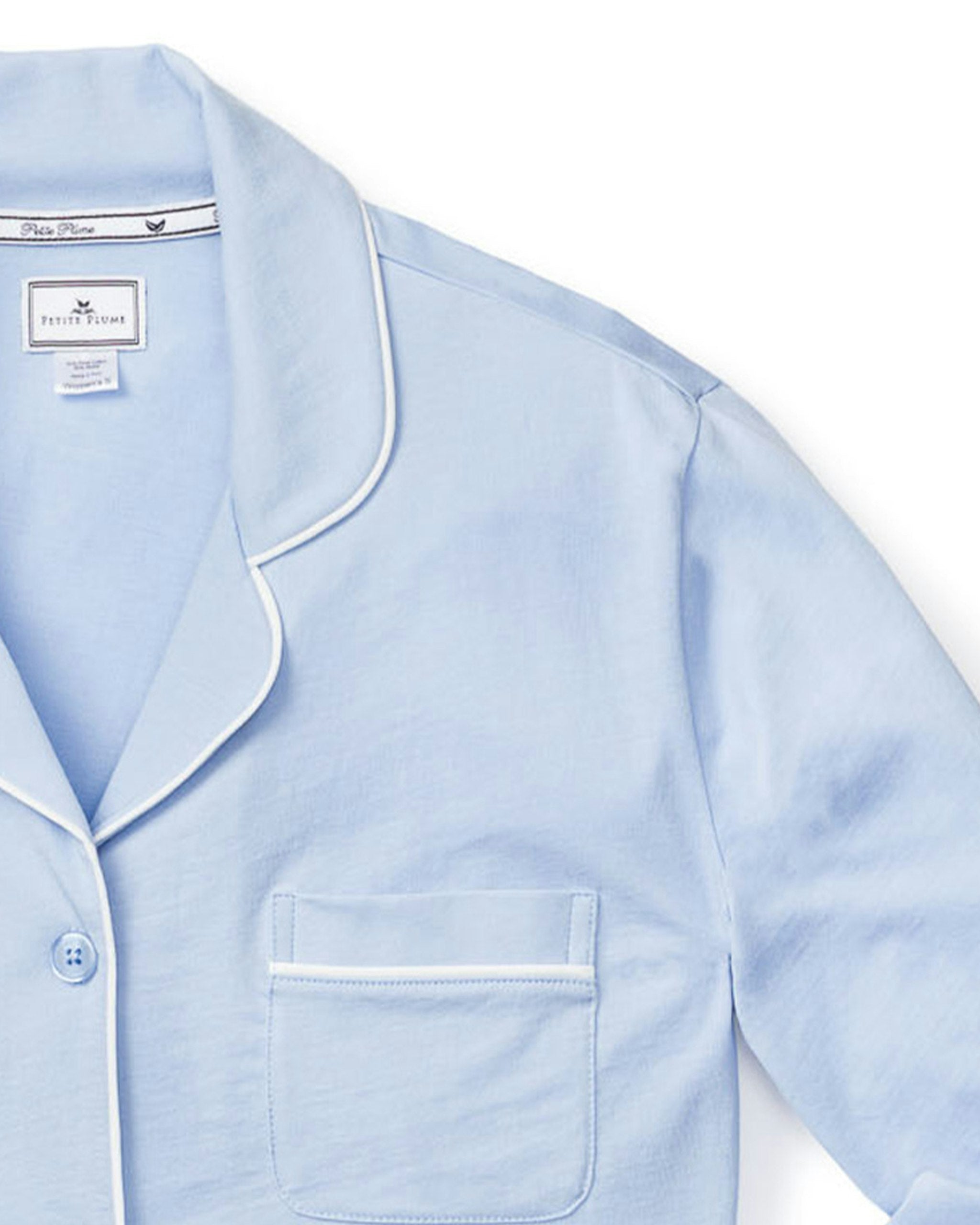 Women's Pima Long Sleeve Short Set in Navy in Periwinkle#Color_Periwinkle