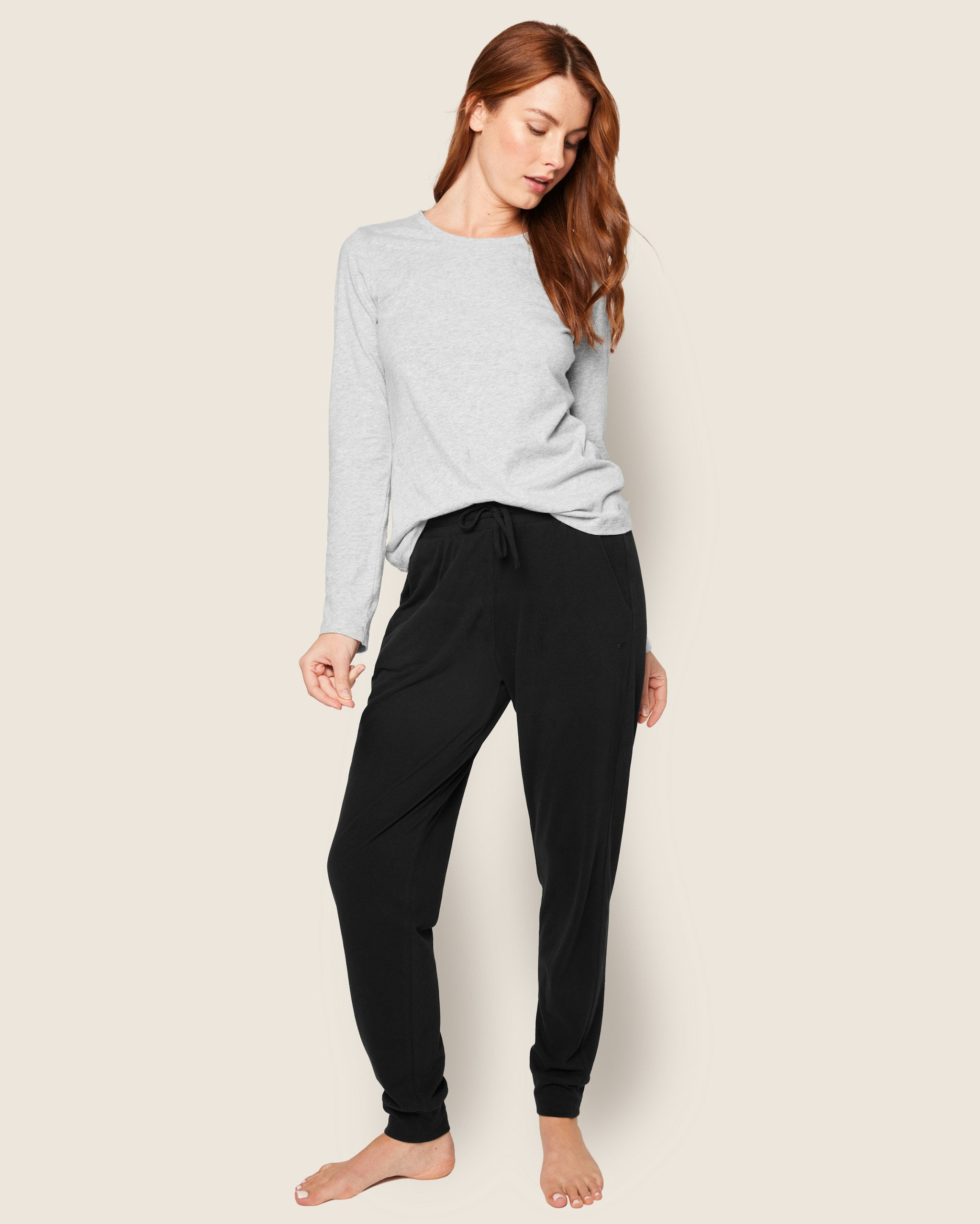 Women's Pima Lounge Pants in Camel in Black#Color_Black