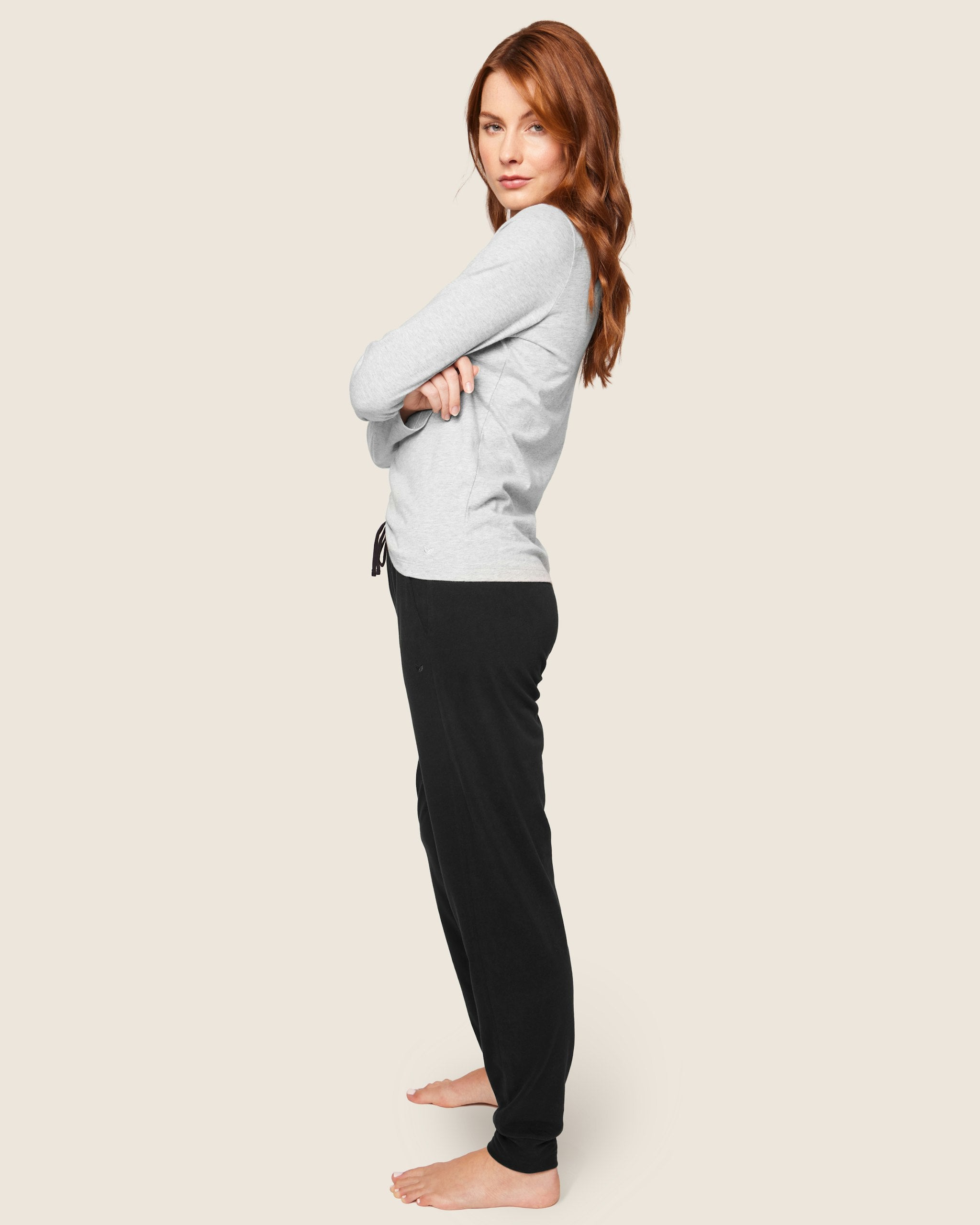 Women's Pima Lounge Pants in Camel in Black#Color_Black