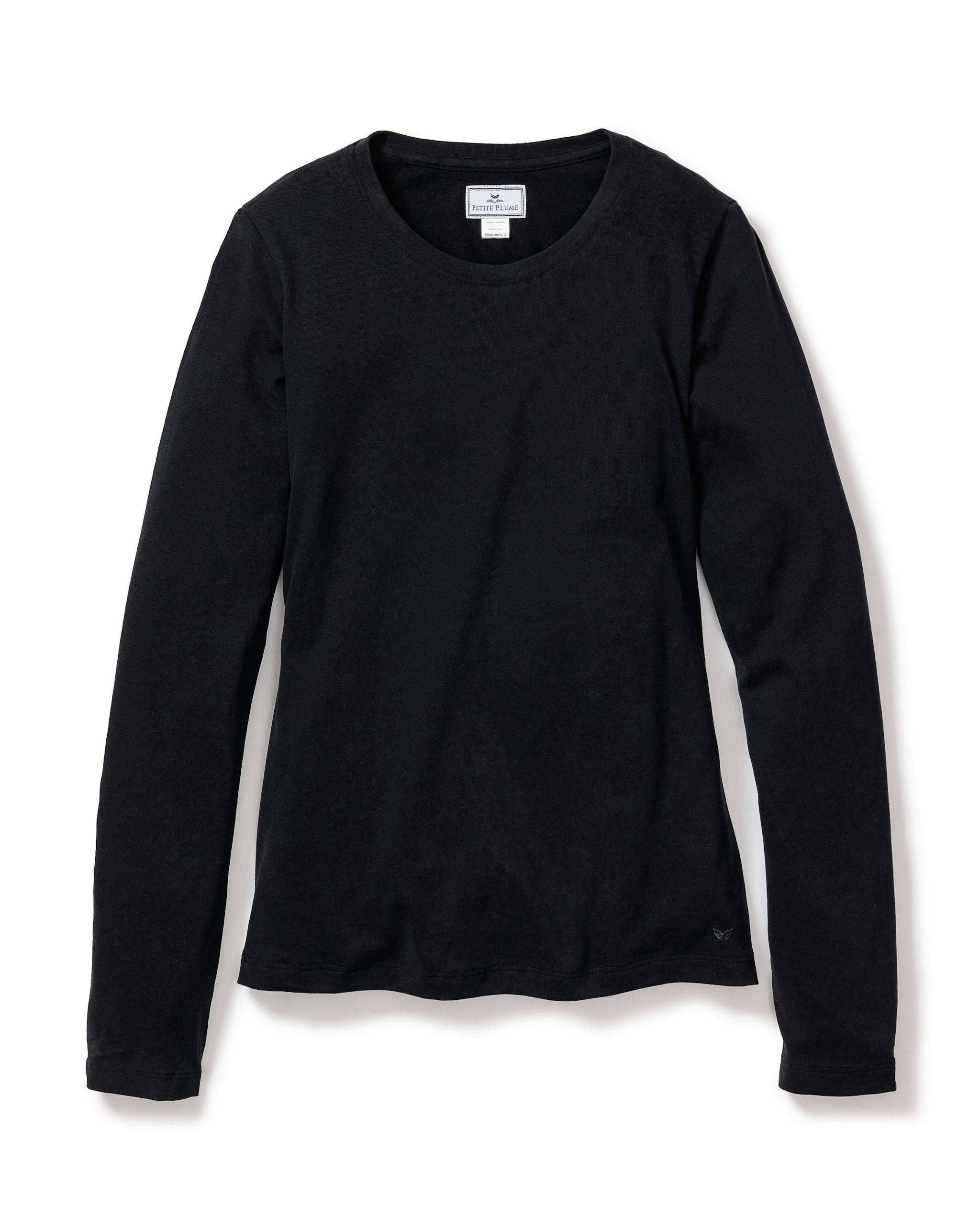 Women's Pima Long Sleeve Top in Dark Heather Grey in Black#Color_Black