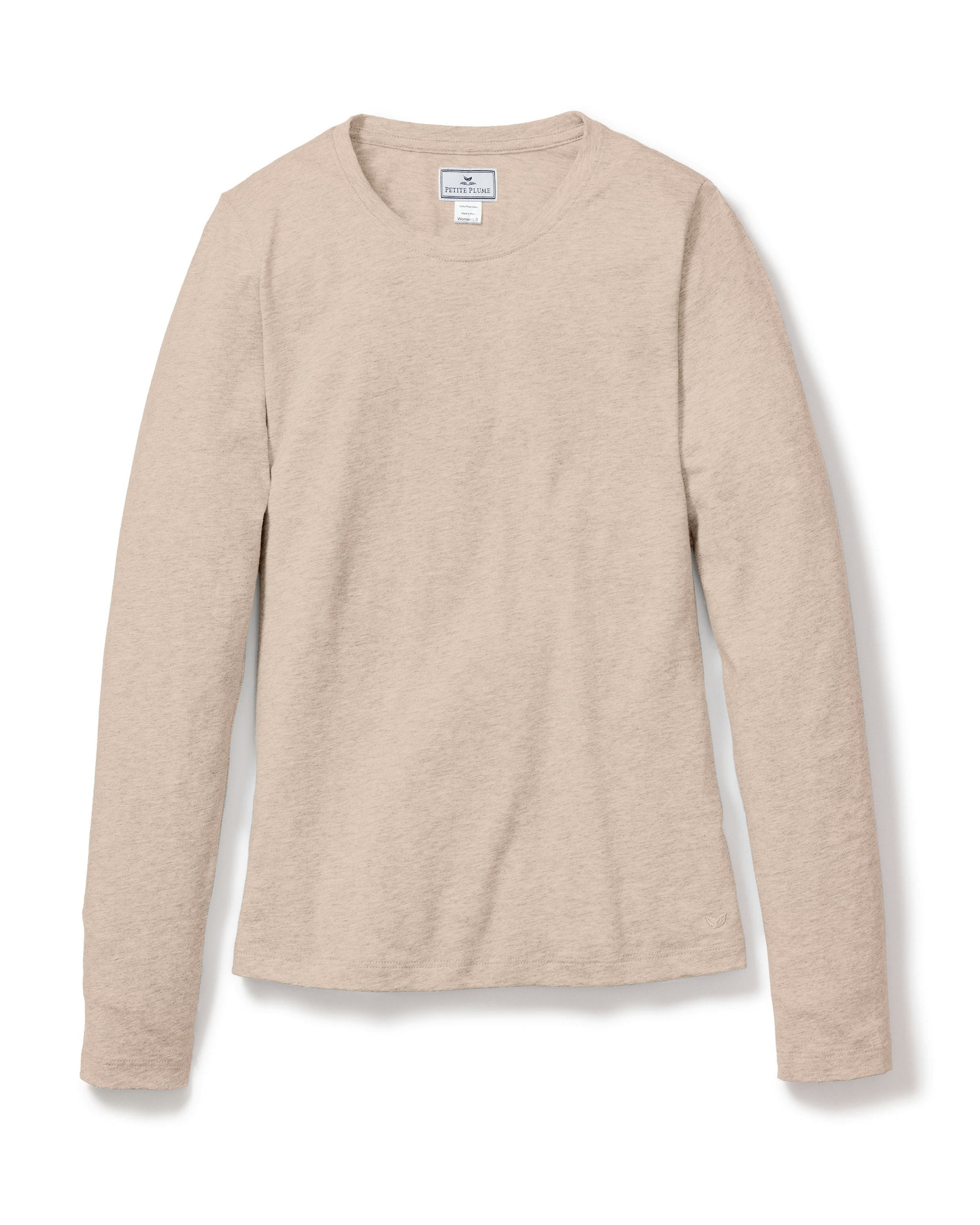 Women's Pima Long Sleeve Top in Dark Heather Grey in Camel#Color_Camel