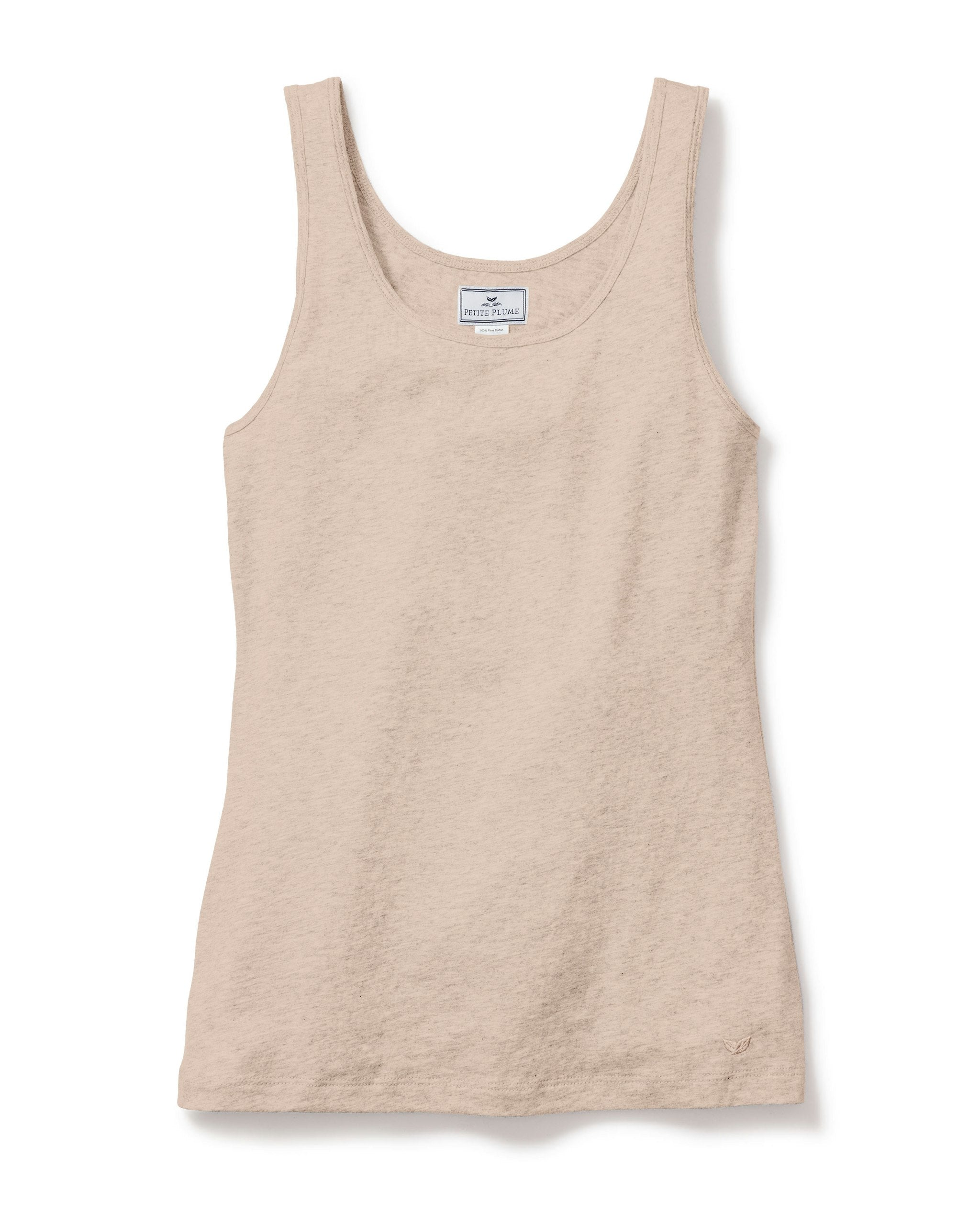 Women's Pima Tank Top in White in Camel#Color_Camel