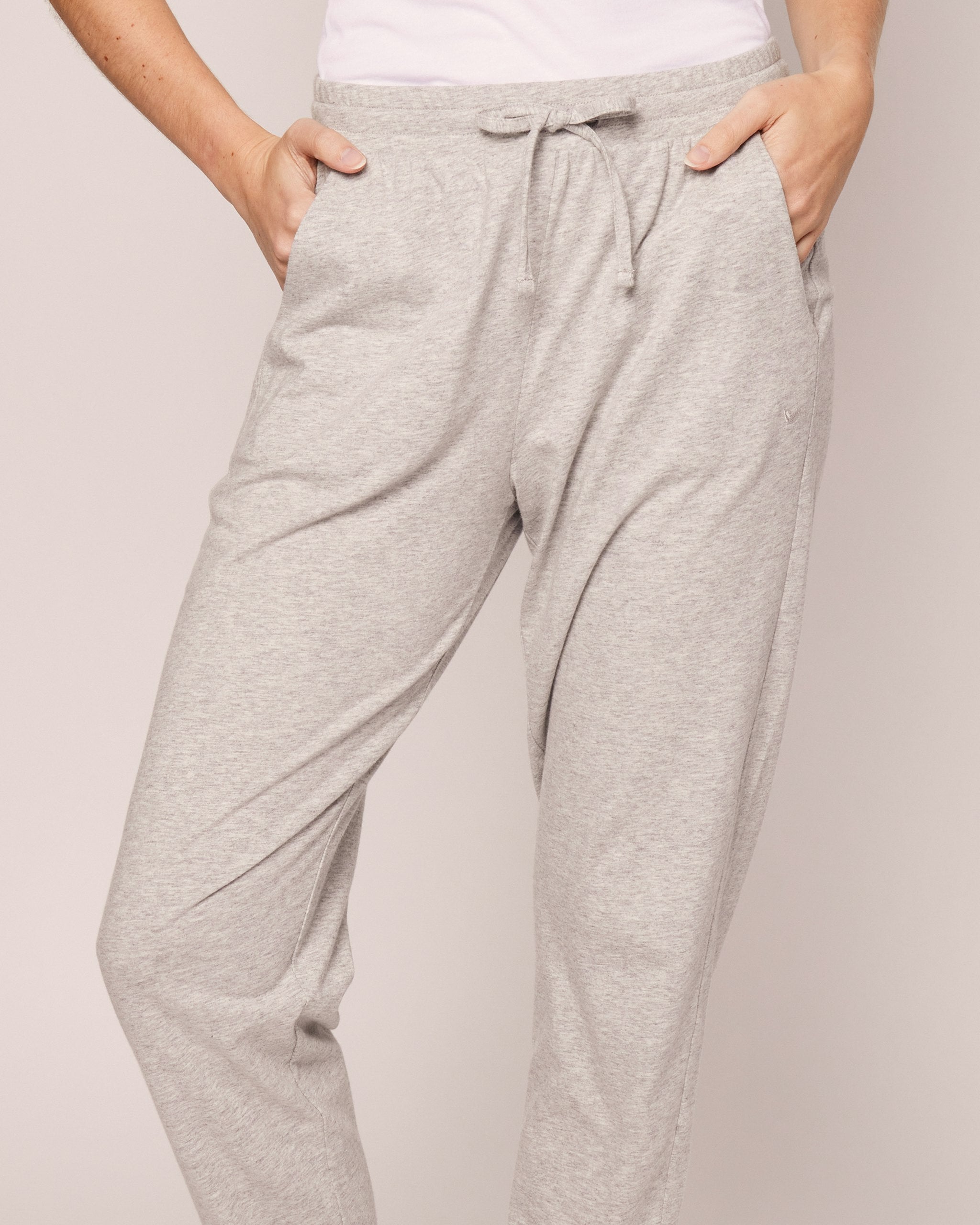 Women's Pima Lounge Pants in White in Light Heather Grey#Color_Light Heather Grey