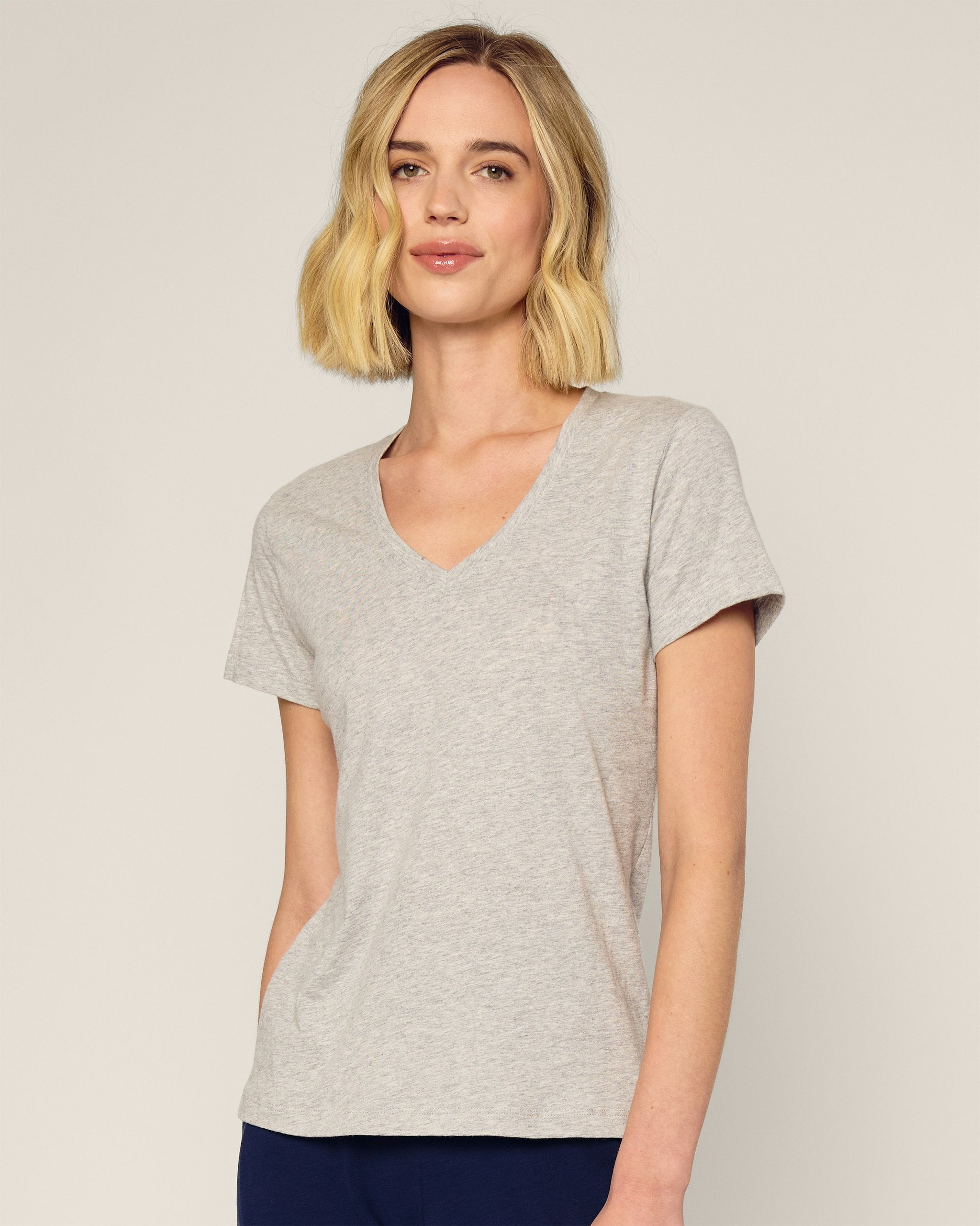 Women's Pima Short Sleeve Top in Light Heather Grey in Light Heather Grey#Color_Light Heather Grey