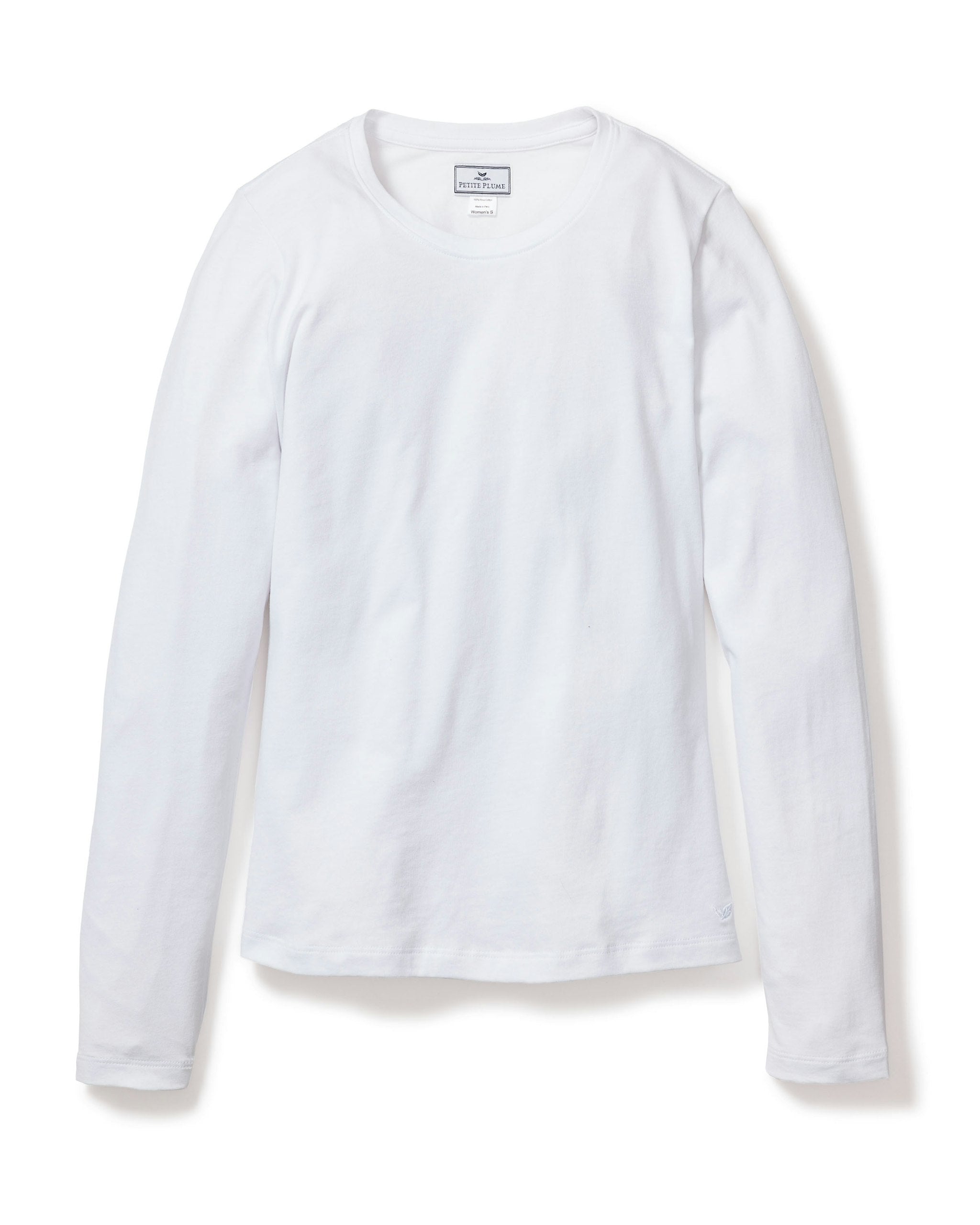 Women's Pima Long Sleeve Top in Dark Heather Grey in White#Color_White