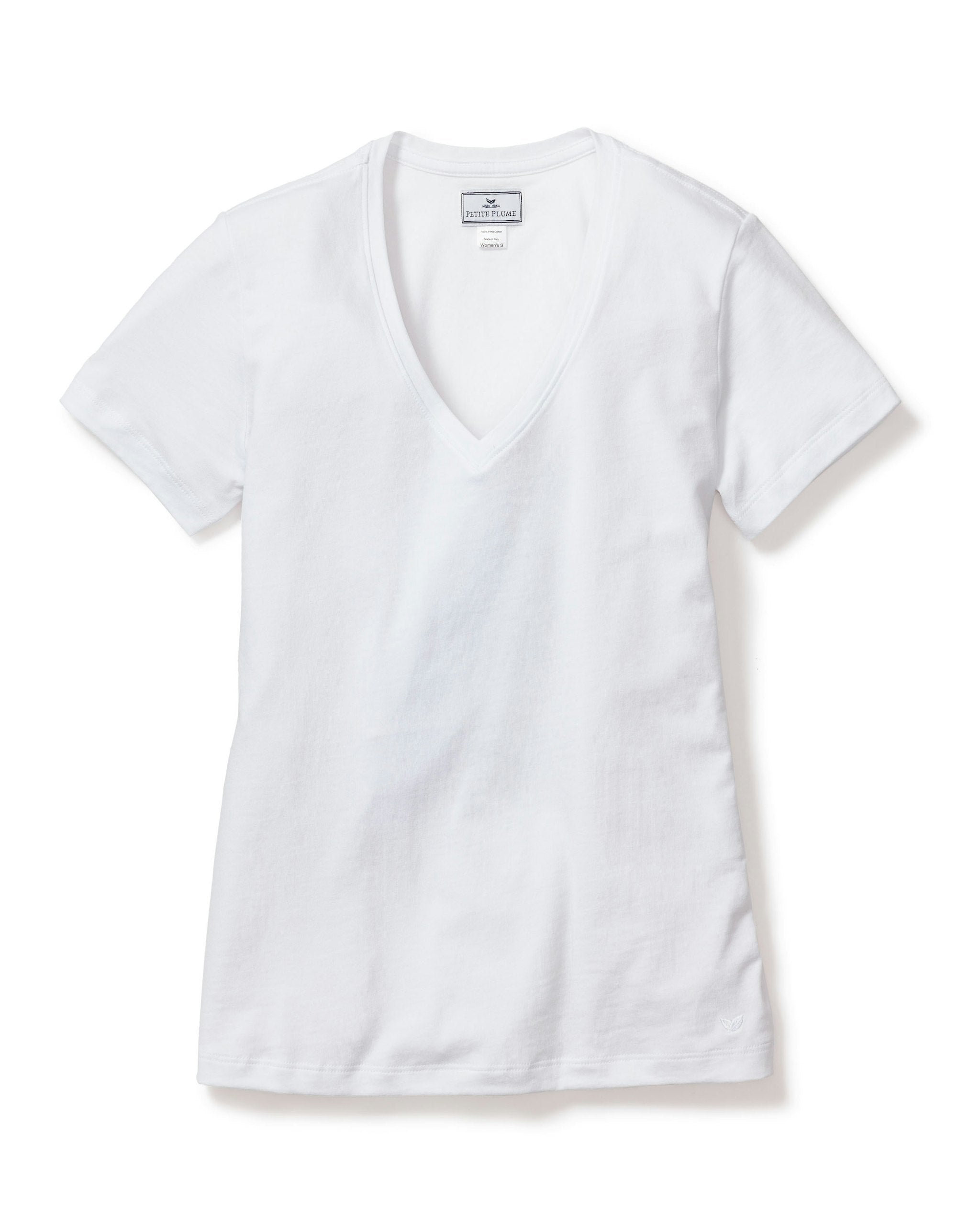 Women's Pima Short Sleeve Top in Camel in White#Color_White
