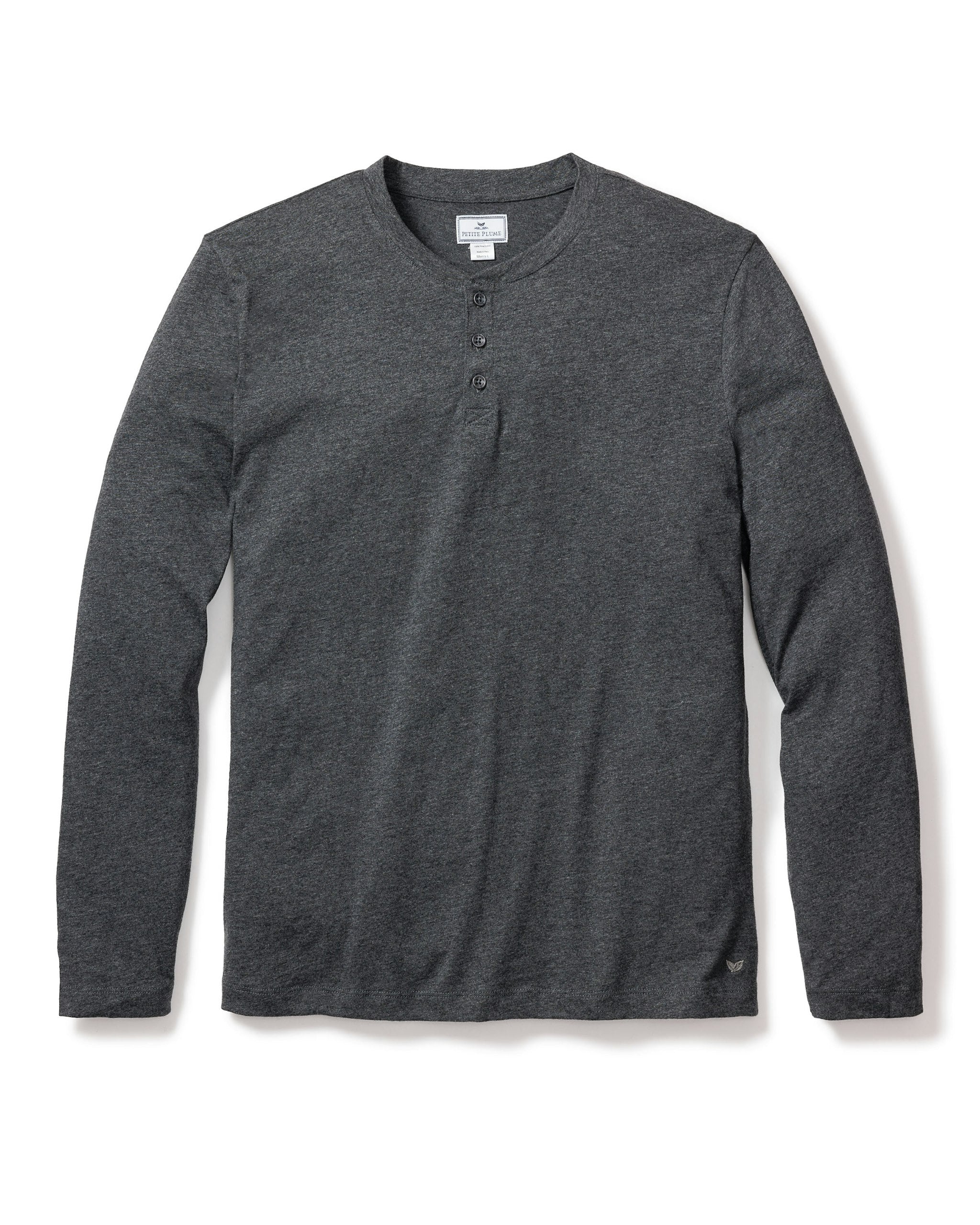 Men's Pima Henley in Dark Heather Grey in Dark Heather Grey#Color_Dark Heather Grey