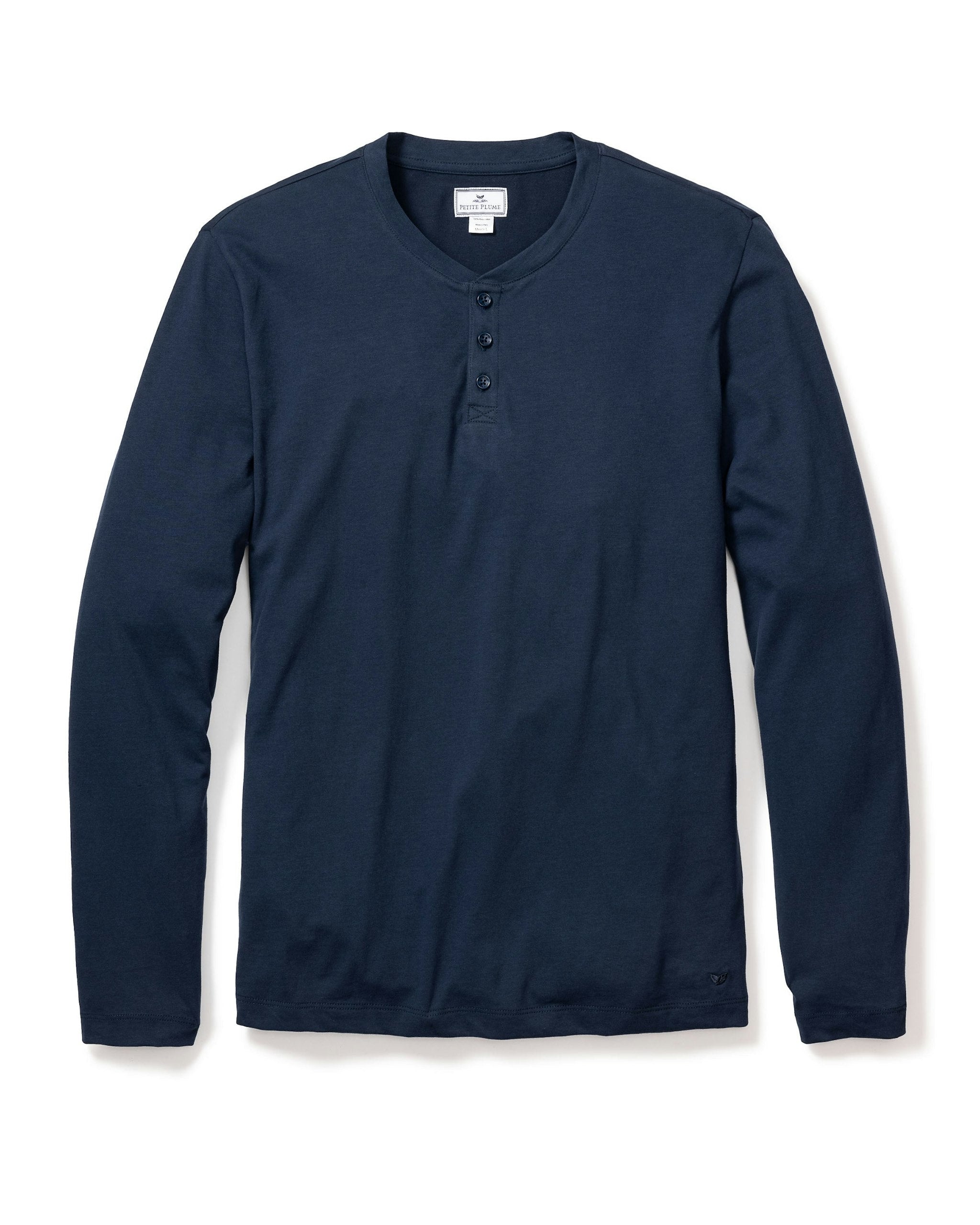 Men's Pima Henley in Navy in Navy#Color_Navy