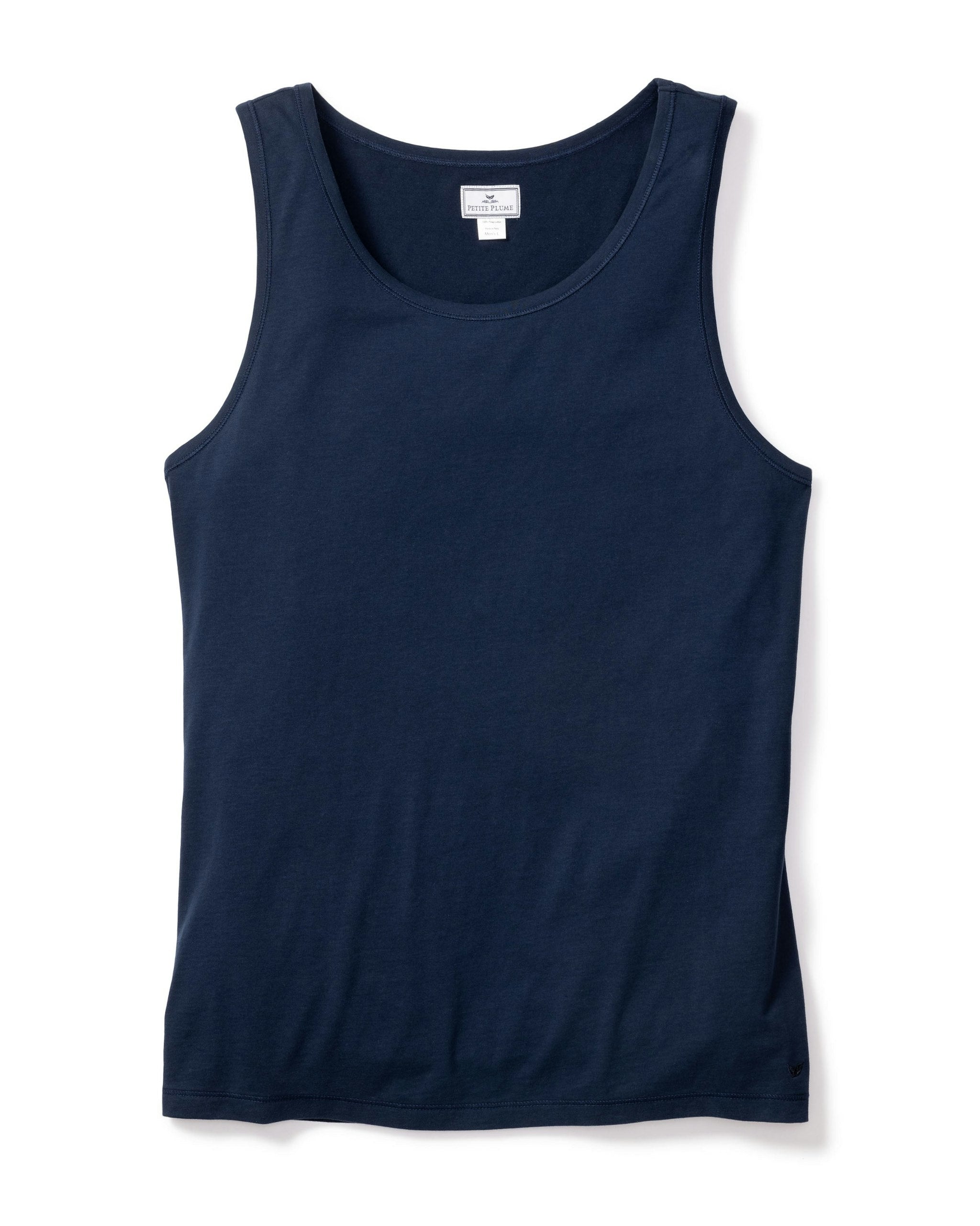 Men's Pima Tank Top in Dark Heather Grey in Navy#Color_Navy