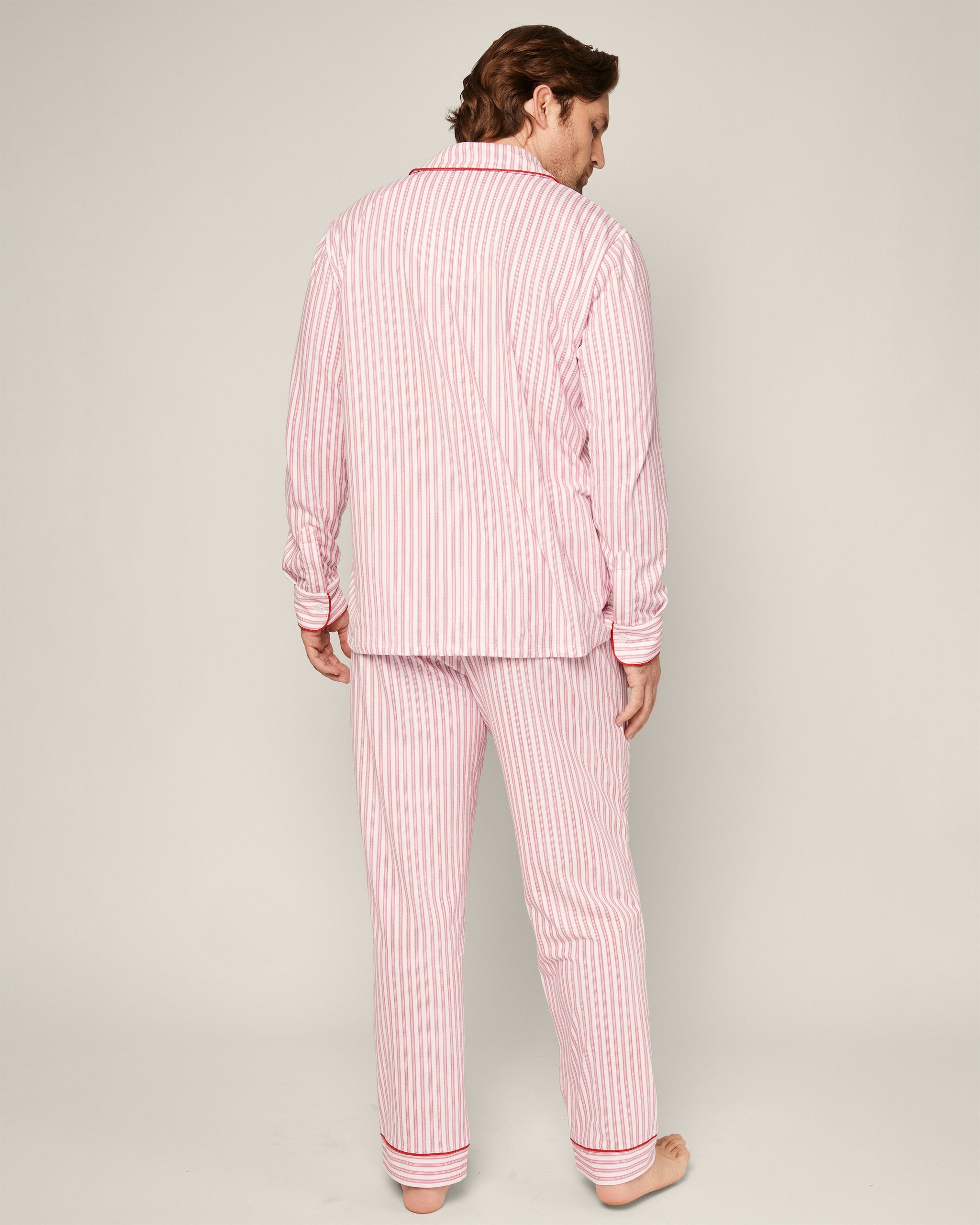 Men's Pima Pajama Set in Navy French Ticking in Antique Red Ticking#Color_Antique Red Ticking