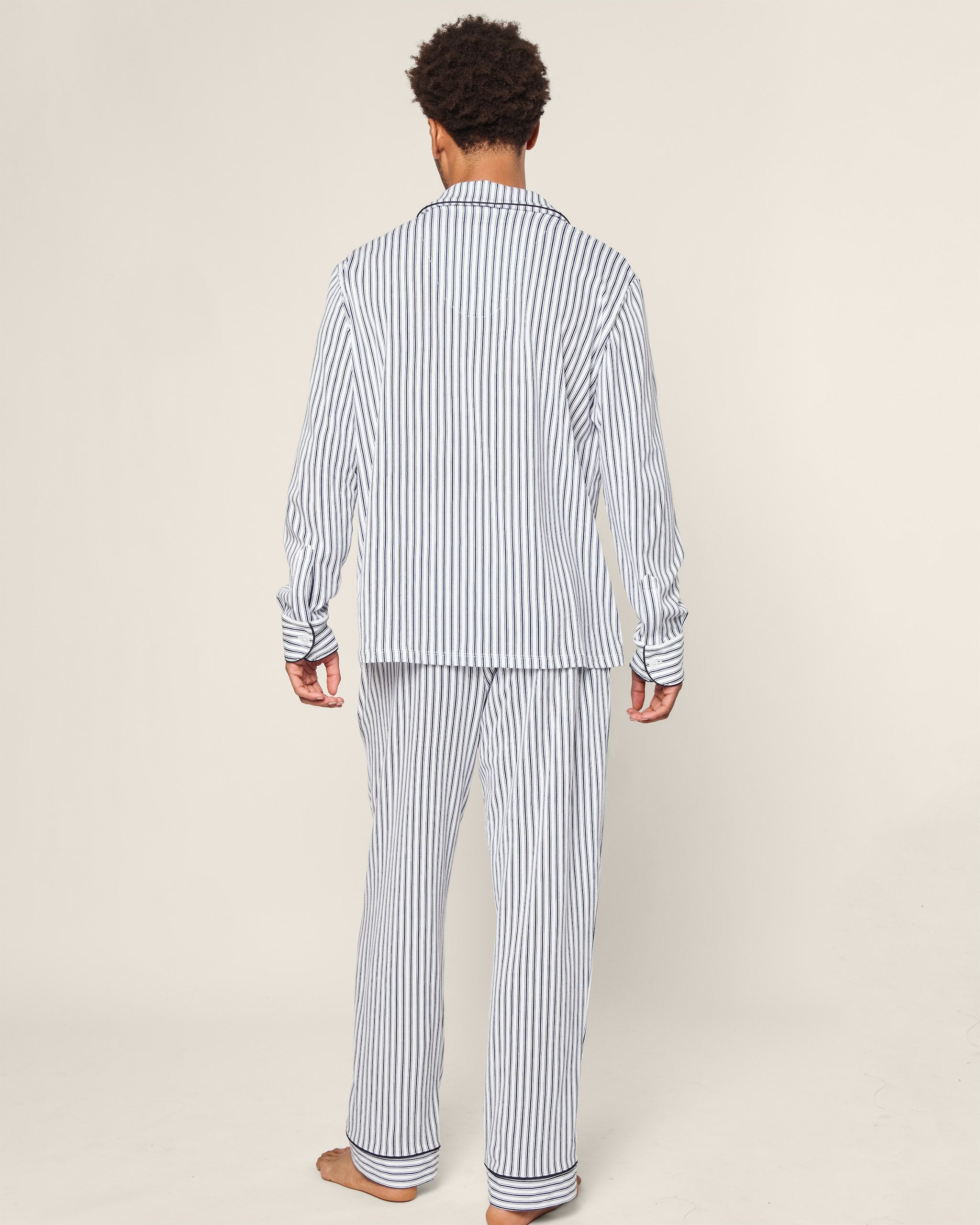 Men's Pima Pajama Set in Navy French Ticking in Navy French Ticking#Color_Navy French Ticking