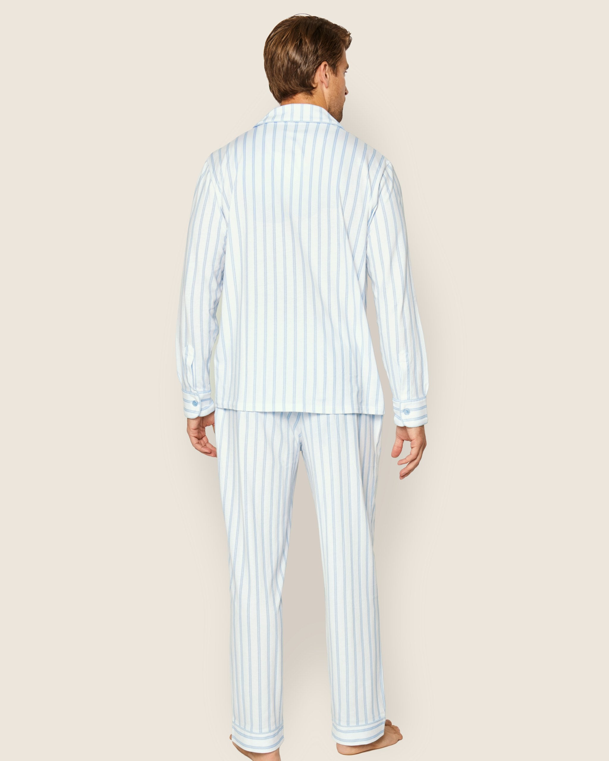 Men's Pima Pajama Set in Periwinkle and White Stripe in Periwinkle and White Stripe#Color_Periwinkle and White Stripe