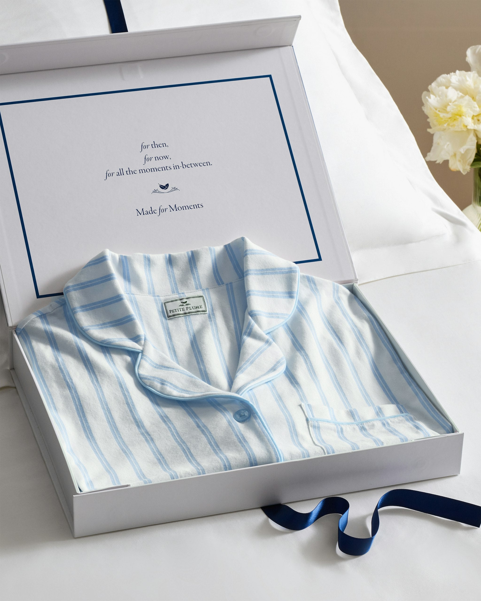 Men's Pima Pajama Set in Periwinkle and White Stripe in Periwinkle and White Stripe#Color_Periwinkle and White Stripe