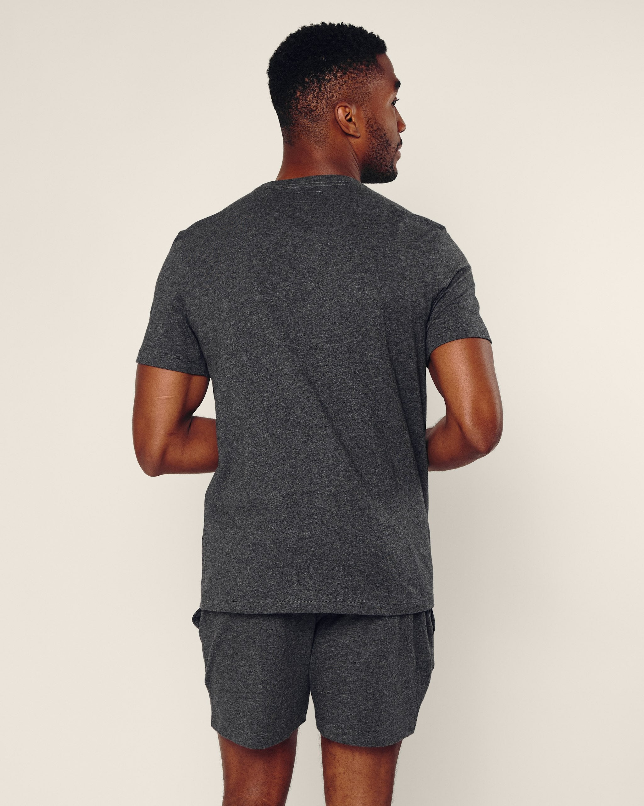 Men's Pima Crew Neck Short Sleeve Top in Navy in Dark Heather Grey#Color_Dark Heather Grey