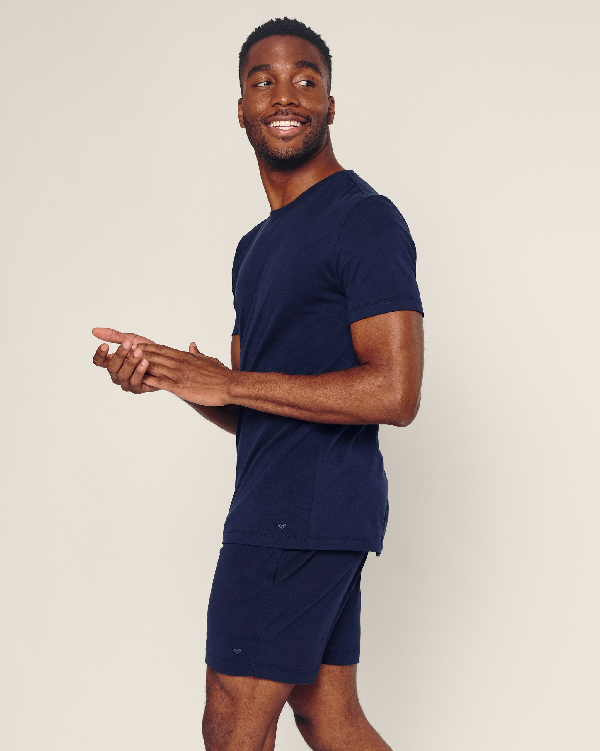 Men's Pima Crew Neck Short Sleeve Top in Navy in Navy#Color_Navy
